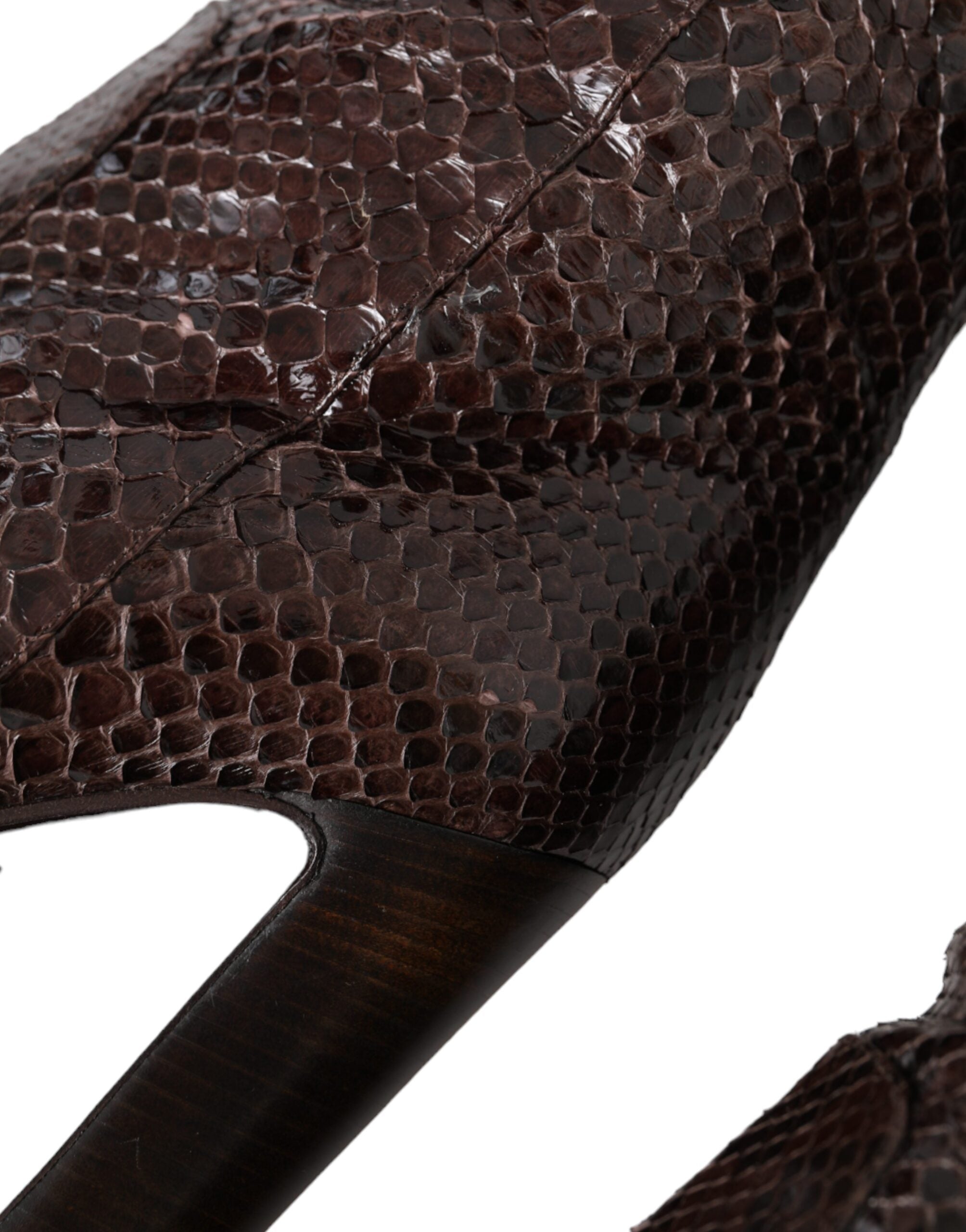 Dolce & Gabbana Brown Exotic Leather High Heel Boots