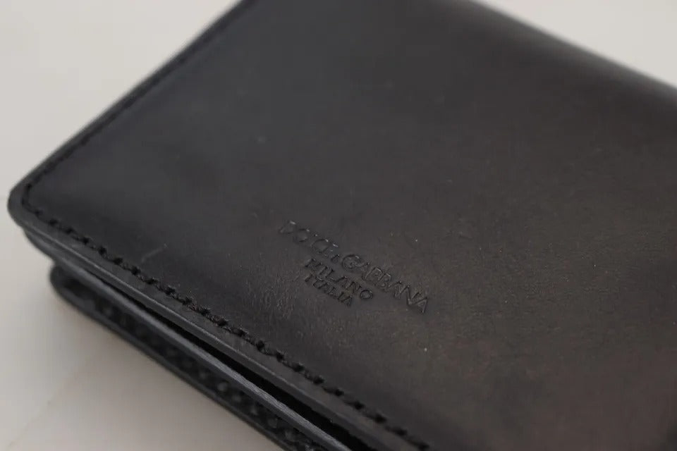 Dolce & Gabbana Black Leather Bifold Shoulder Sling Women's Wallet