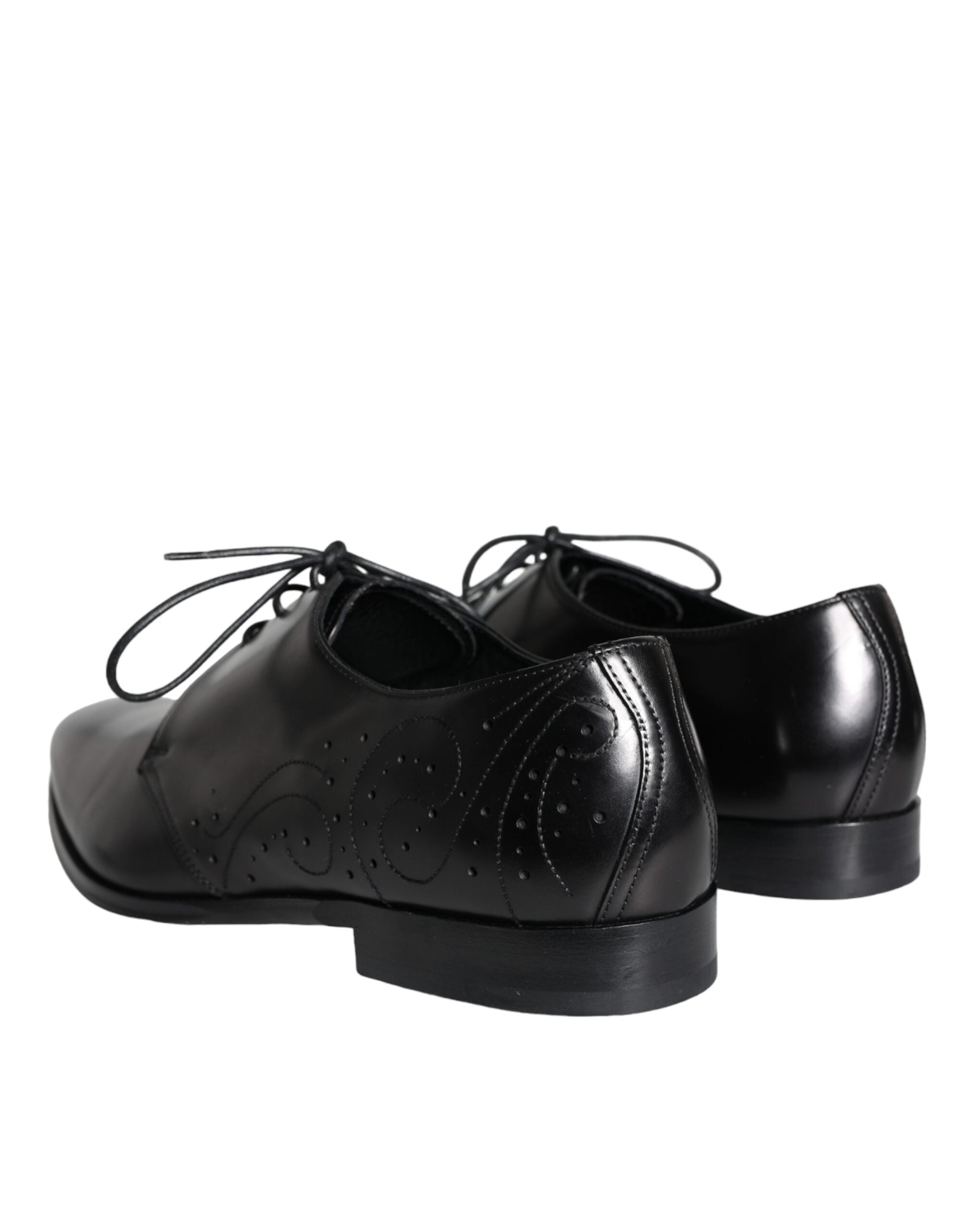 Dolce & Gabbana Black Calfskin Leather Derby Men's Dress Shoes