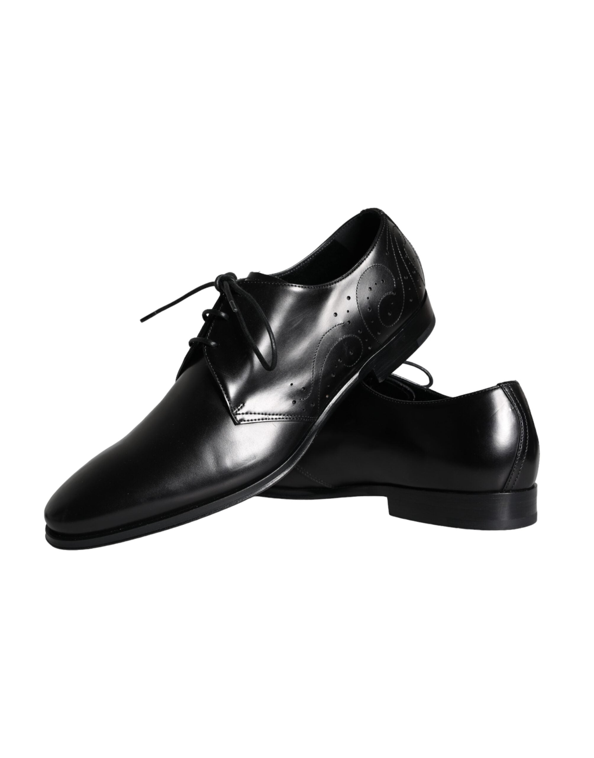 Dolce & Gabbana Black Calfskin Leather Derby Men's Dress Shoes
