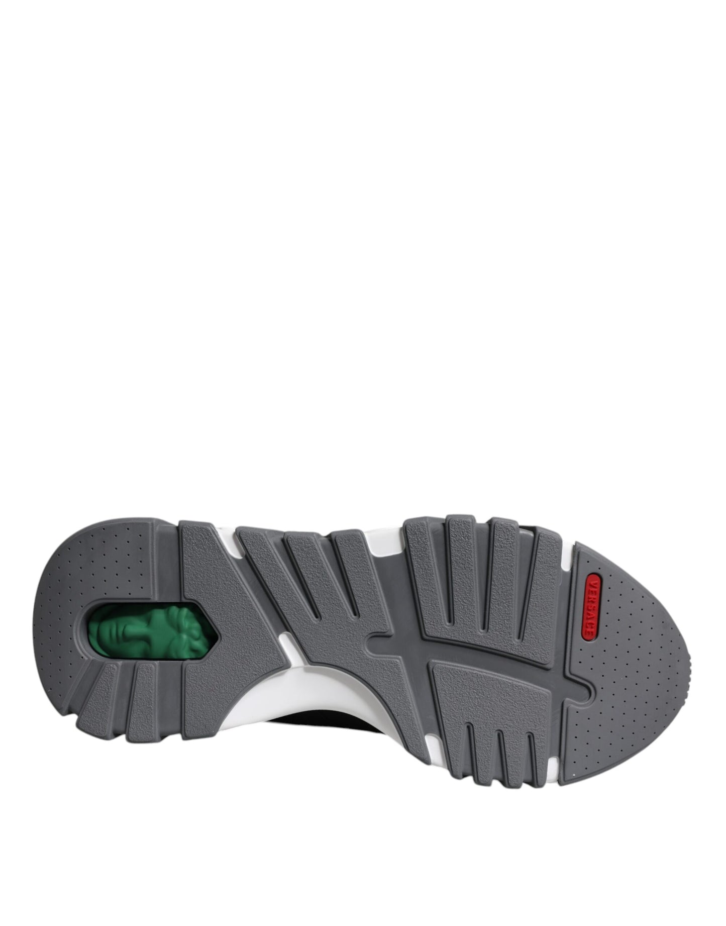Versace Zwarte Leren Neopreen Chunky Low Top Sneakers Squalo Schoenen