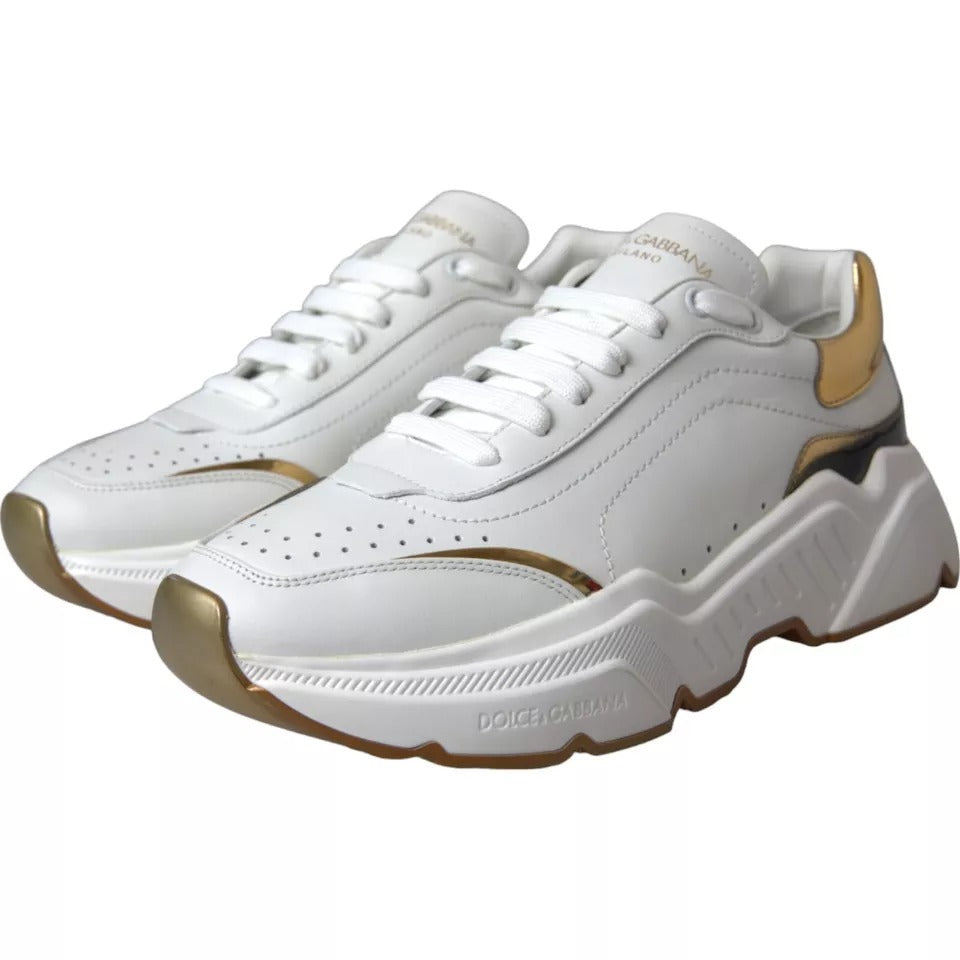 Dolce & Gabbana Witgoud DAYMASTER Leren Sneakers Herenschoenen