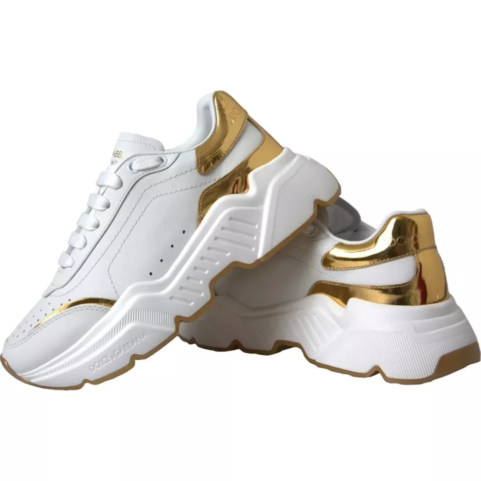 Dolce & Gabbana Witgoud DAYMASTER Leren Sneakers Herenschoenen