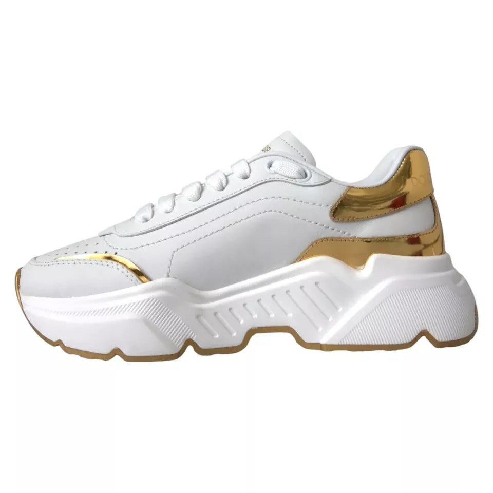 Dolce & Gabbana Witgoud DAYMASTER Leren Sneakers Herenschoenen