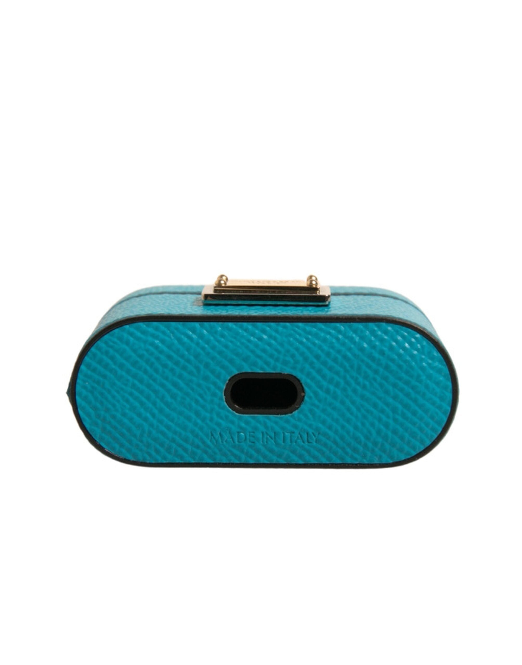 Dolce & Gabbana Groen Leren Metalen Logo Plaquette Houder Airpods Hoesje