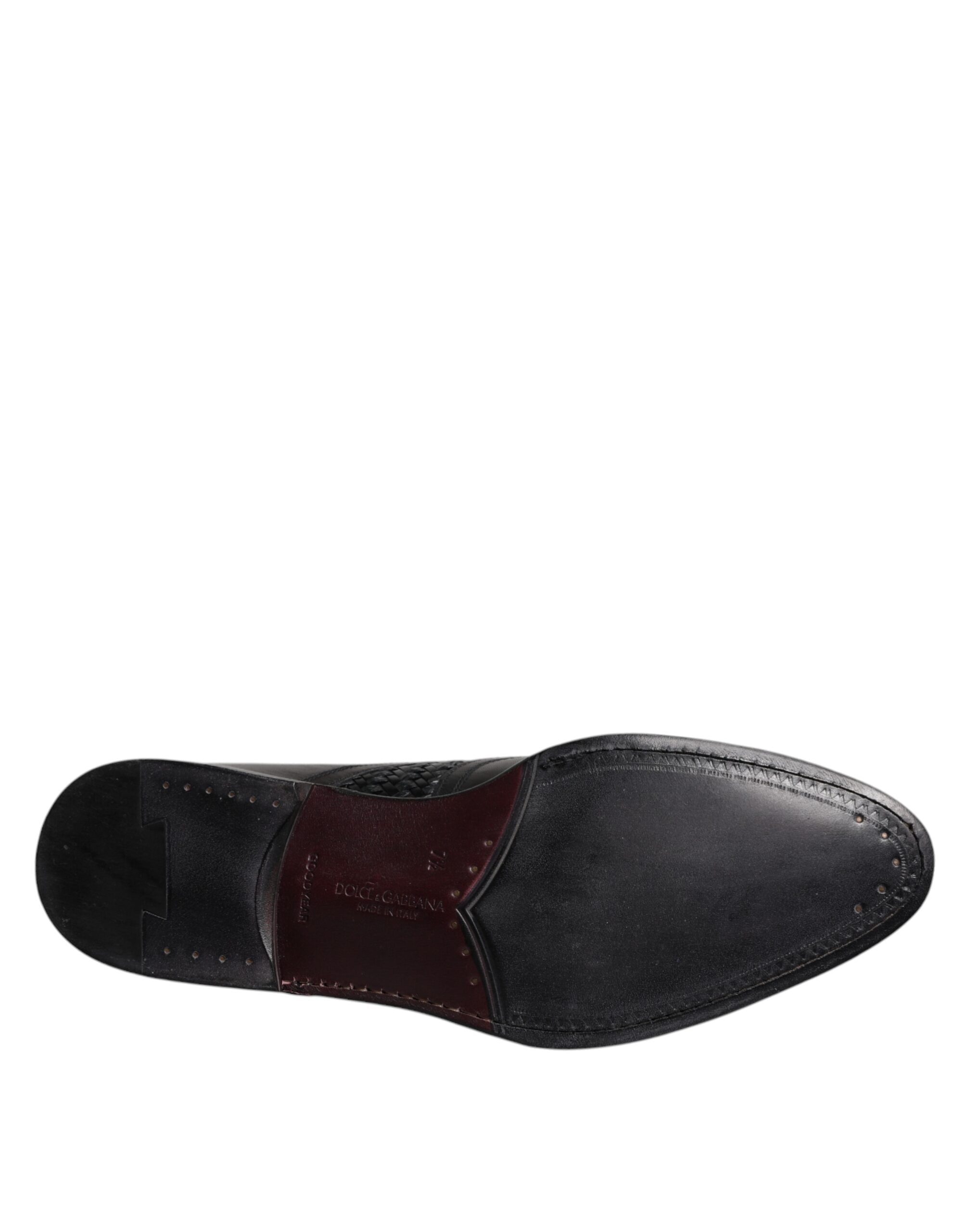 Dolce & Gabbana Black Leather Derby Wingtip Lace-Up Formal Dress Shoes