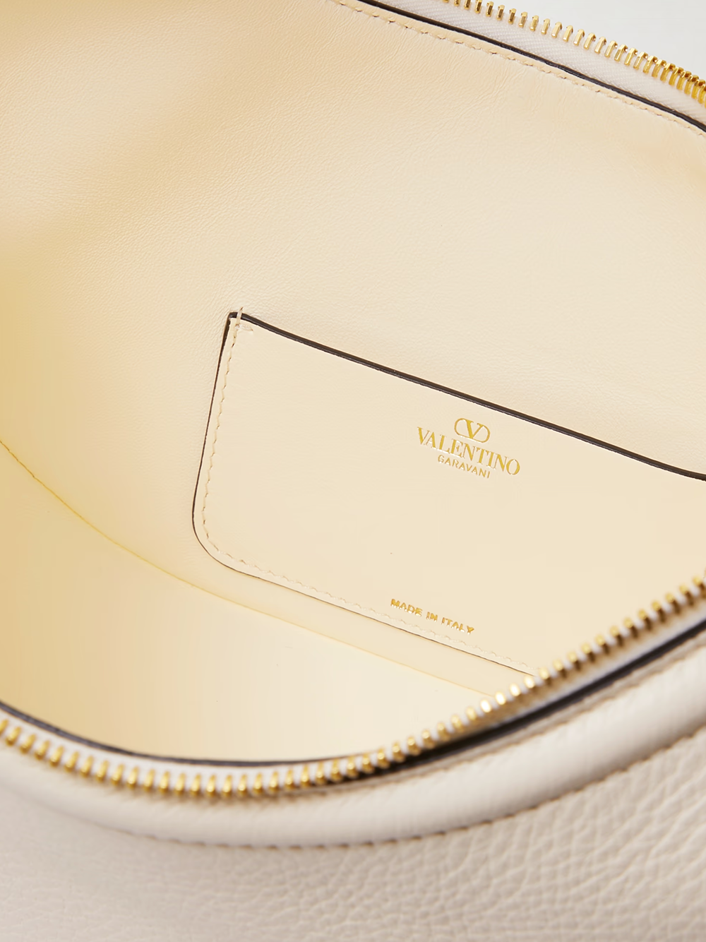 Valentino Garavani Ivory Leather Small Hobo VLogo Shoulder Bag