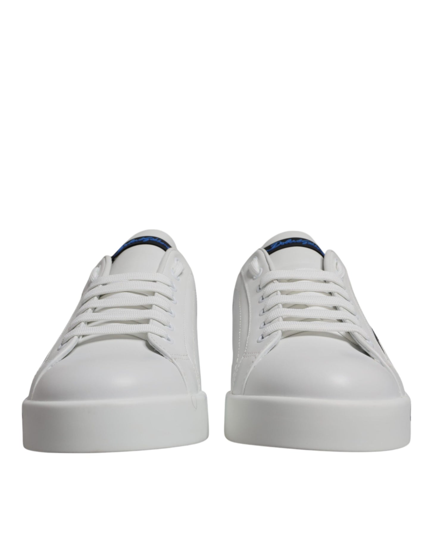 Dolce & Gabbana Wit Blauw Lederen Logo Lage Sneakers Schoenen