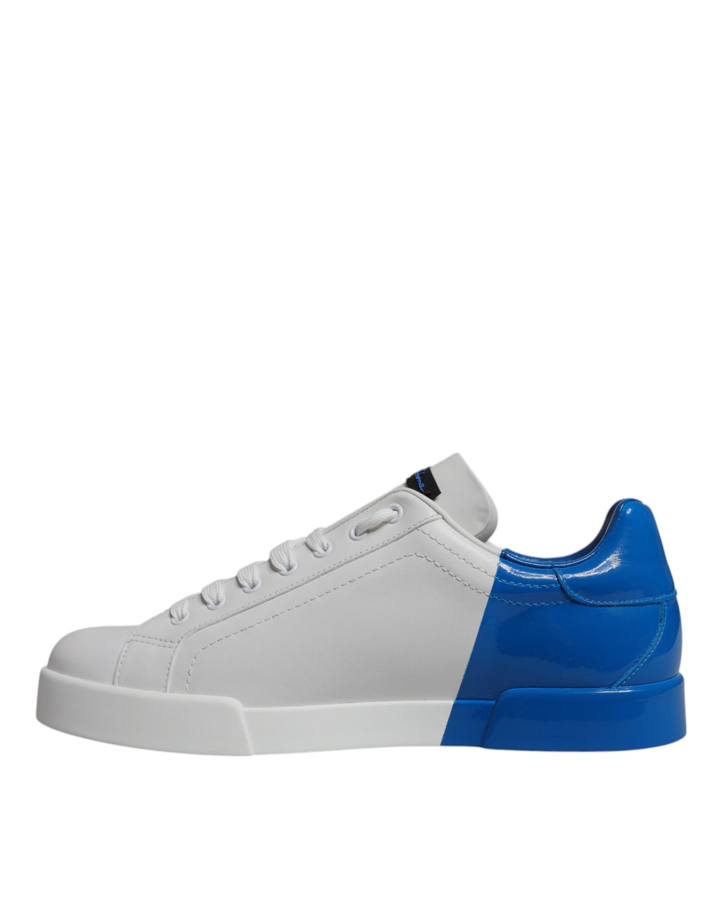 Dolce & Gabbana Wit Blauw Lederen Logo Lage Sneakers Schoenen