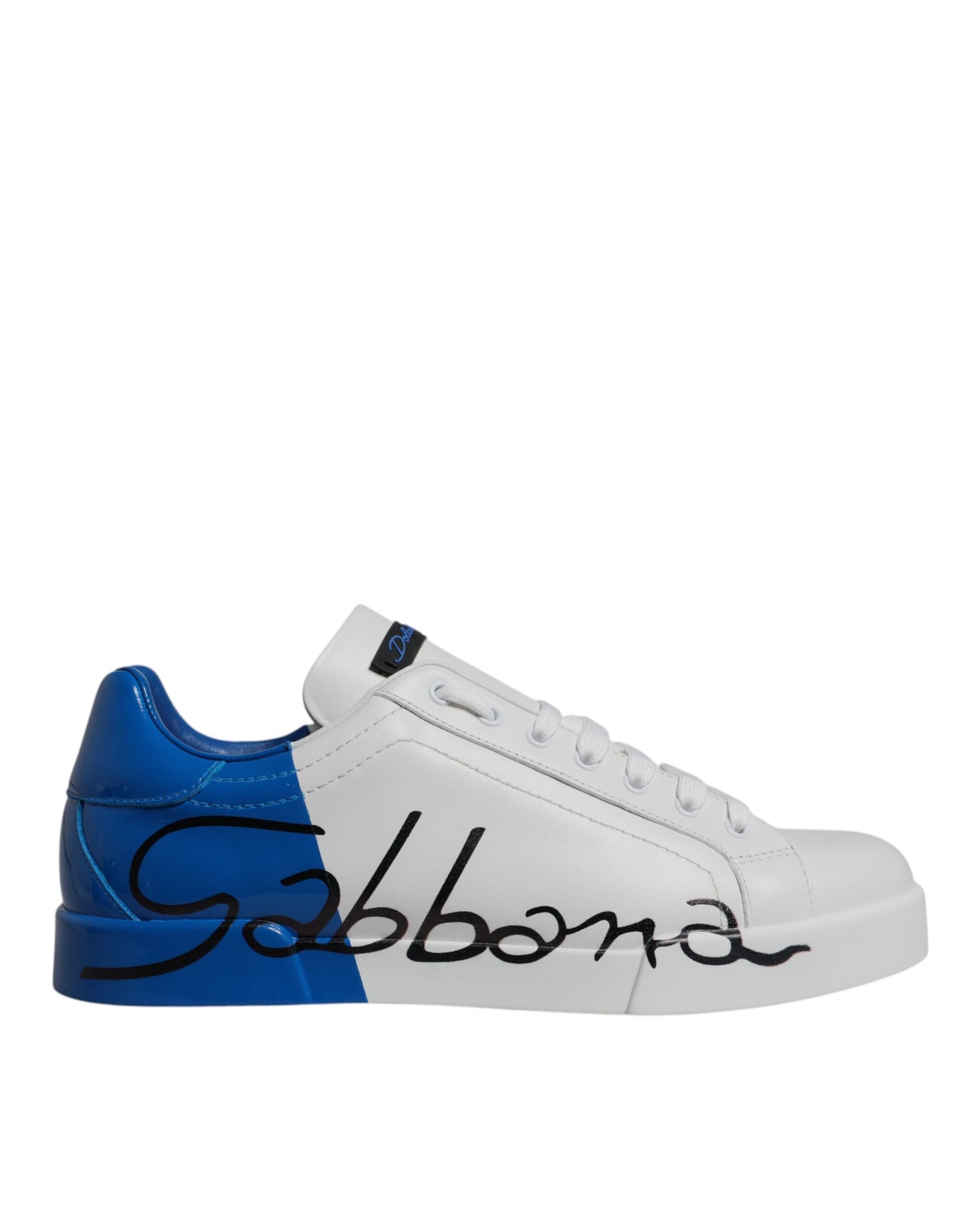 Dolce & Gabbana Wit Blauw Lederen Logo Lage Sneakers Schoenen