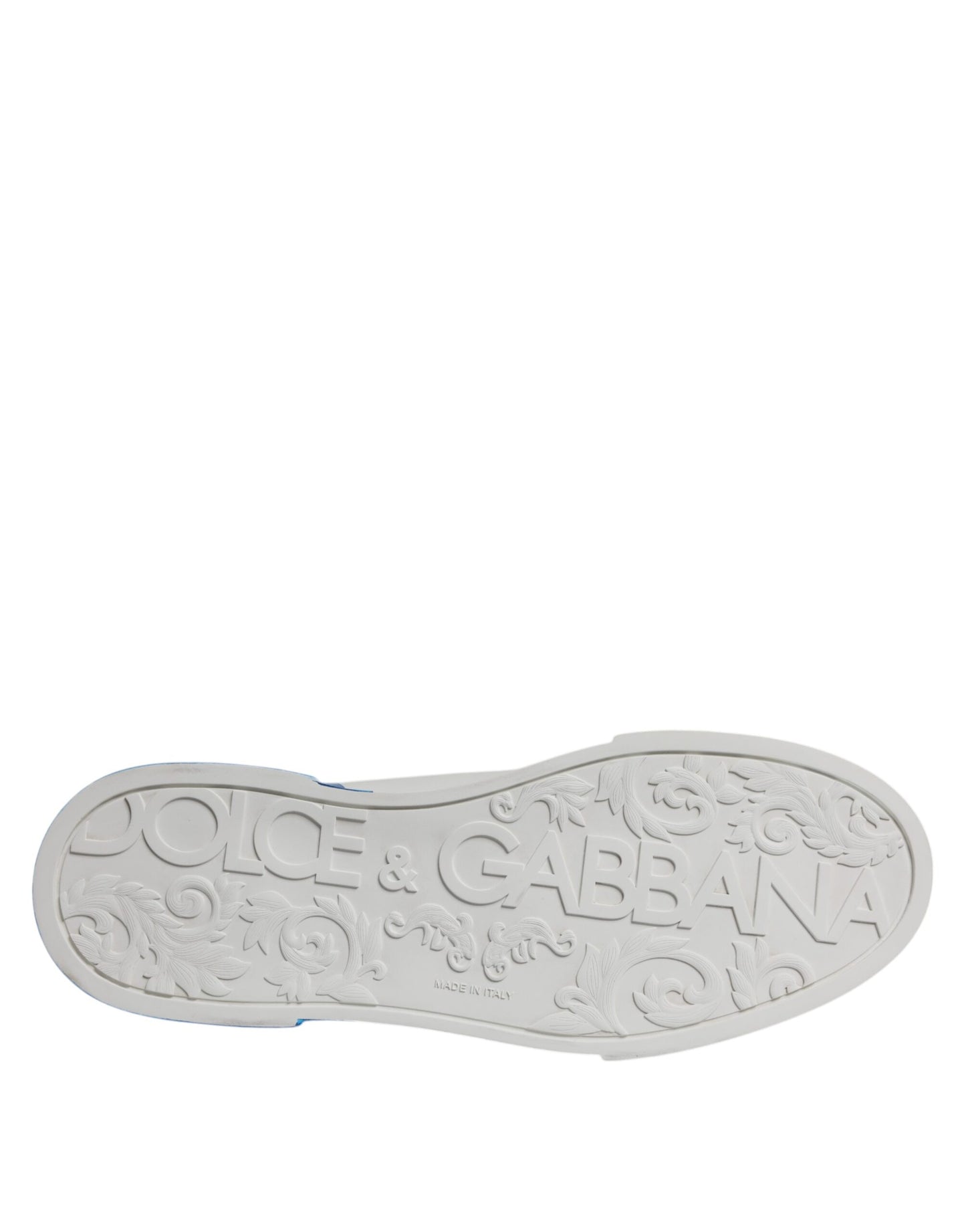 Dolce & Gabbana Wit Blauw Lederen Logo Lage Sneakers Schoenen