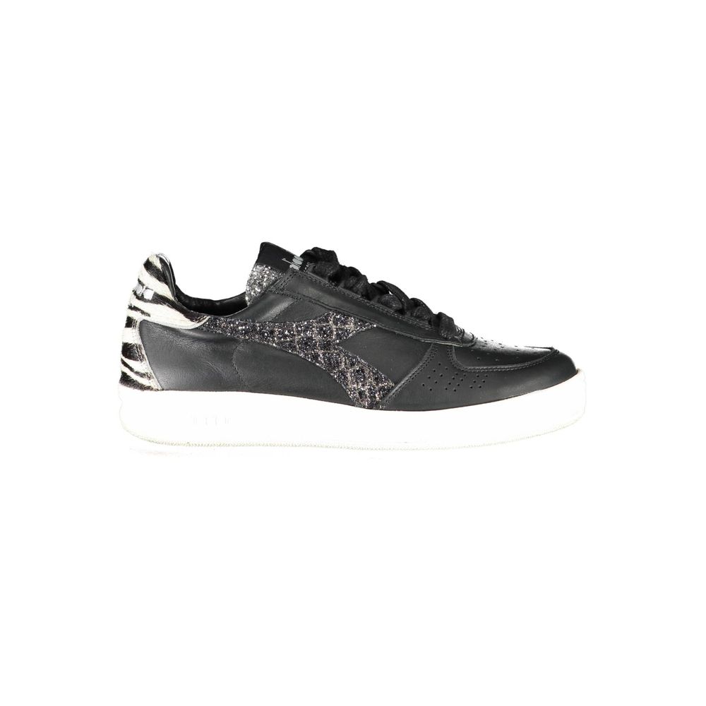 Diadora Zwarte Leren Damessneaker