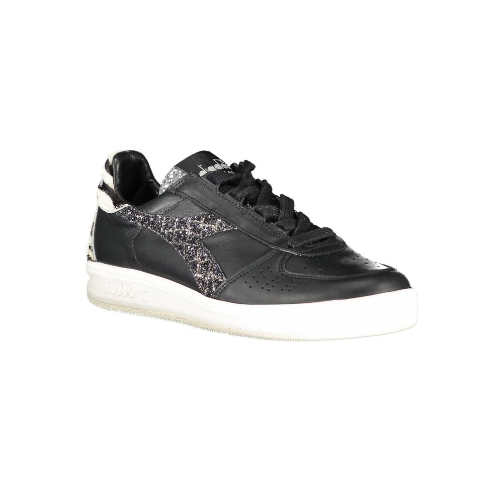Diadora Zwarte Leren Damessneaker