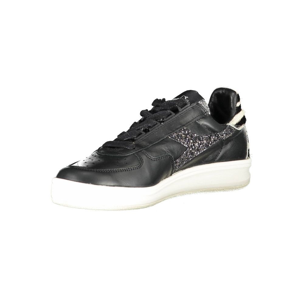 Diadora Zwarte Leren Damessneaker