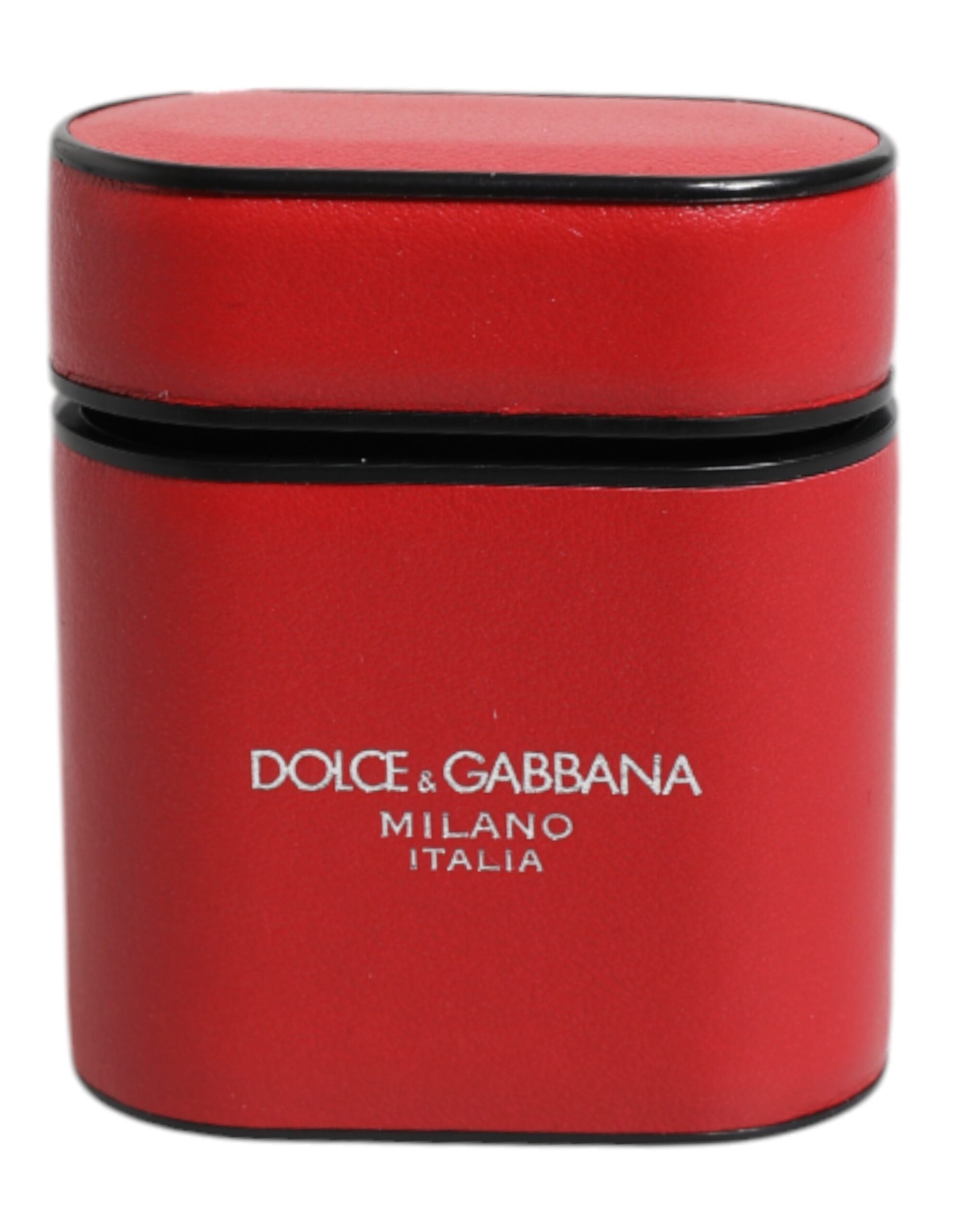 Dolce & Gabbana Rode Kalfsleren Logo Print Flip Houder Airpods Hoesje