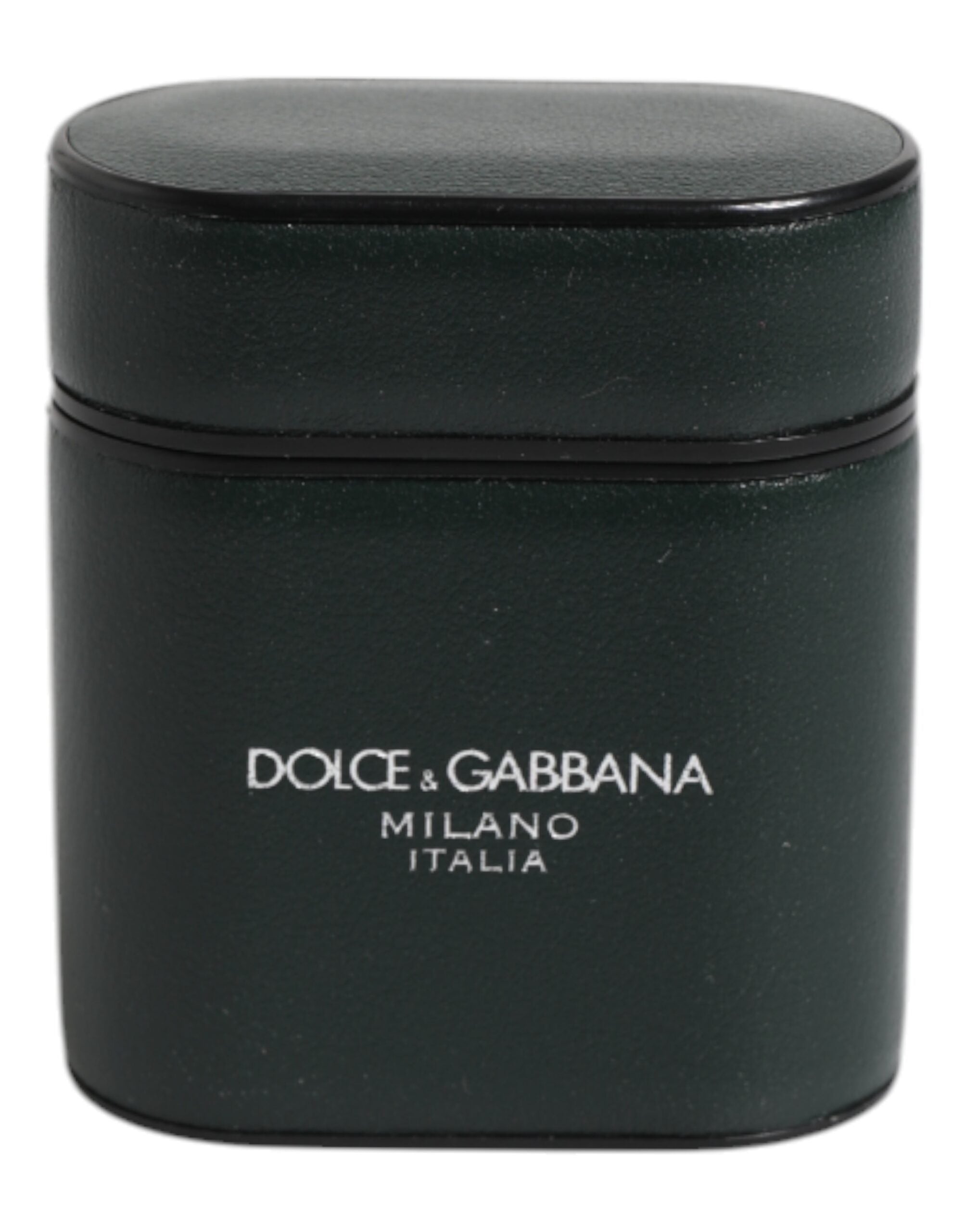 Dolce & Gabbana Groene Kalfsleren Airpods Hoesje met Logoprint en Klep