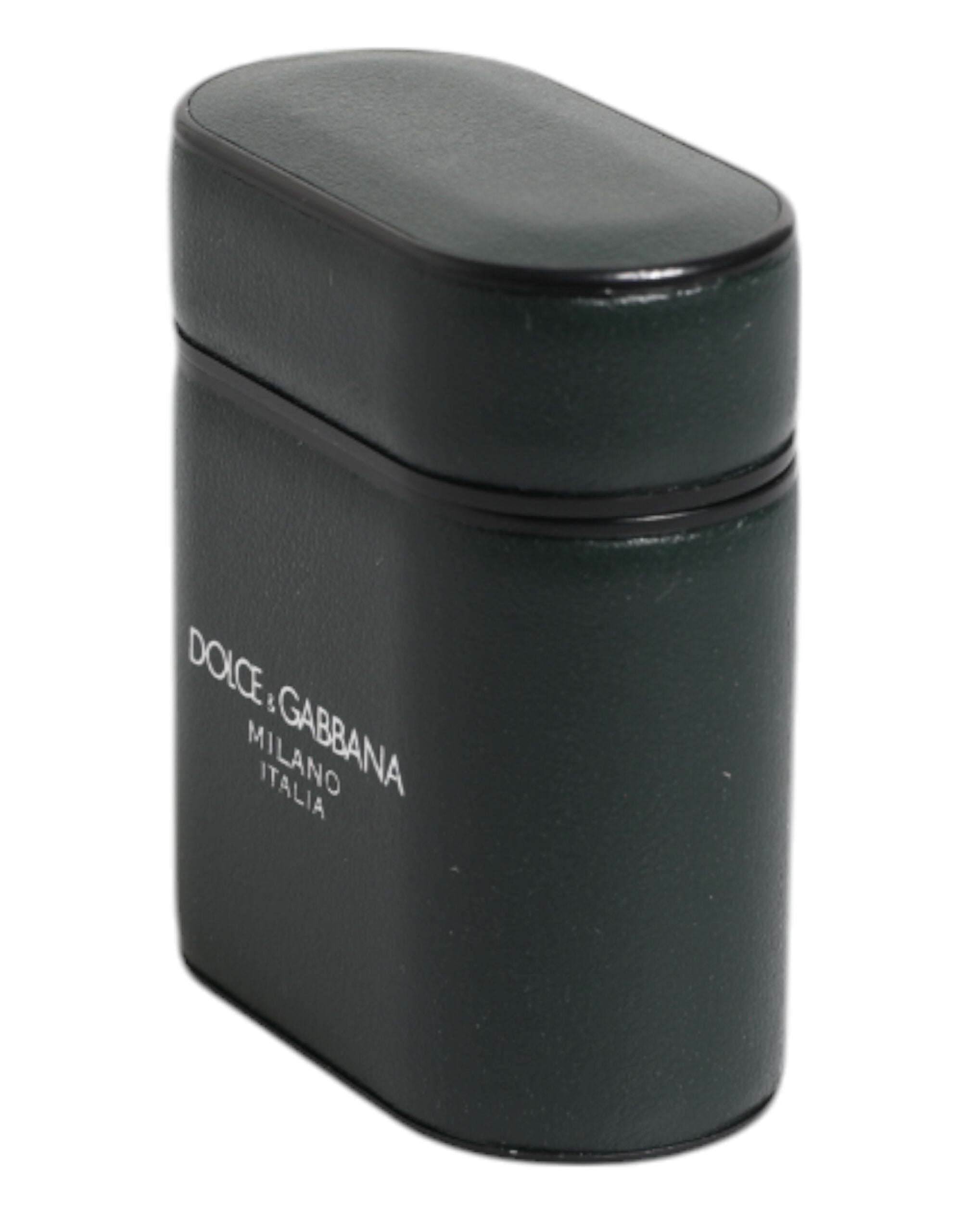 Dolce & Gabbana Groene Kalfsleren Airpods Hoesje met Logoprint en Klep