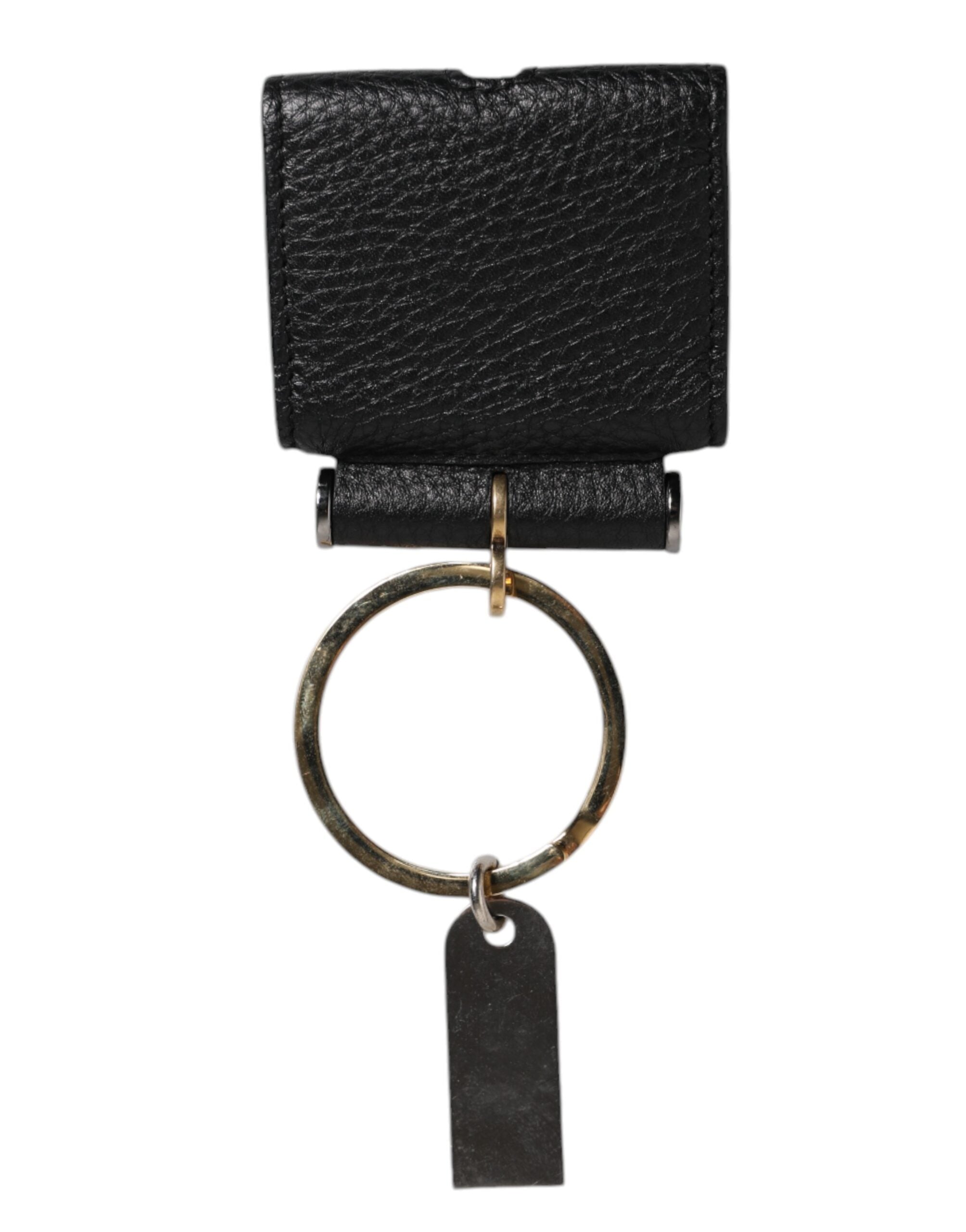 Dolce & Gabbana Zwartleren bandje met gouden metalen logo-plaatje Airpods hoesje