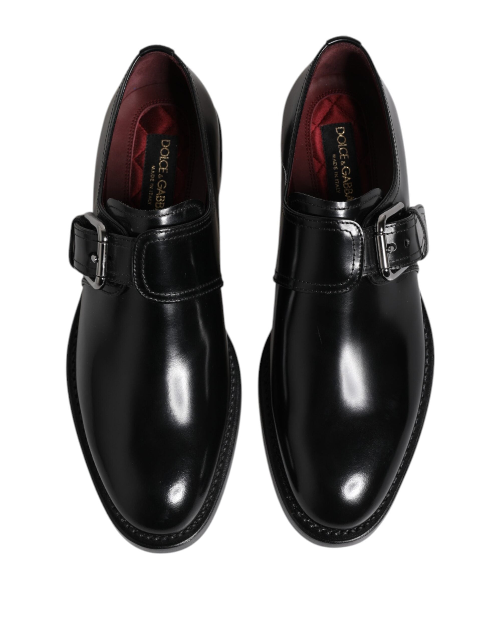 Chaussures habillées Dolce & Gabbana en cuir noir de type derby à boucle moine