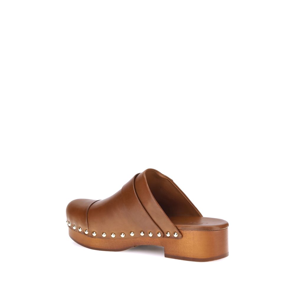 Chloe Brown Calf Leather Bos Taurus Clogs