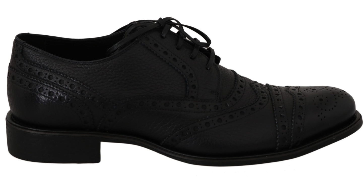 Dolce & Gabbana Blue Leather Wingtip Oxford Dress Shoes
