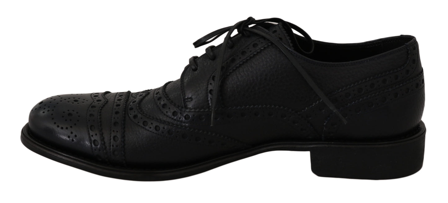 Dolce & Gabbana Blue Leather Wingtip Oxford Dress Shoes