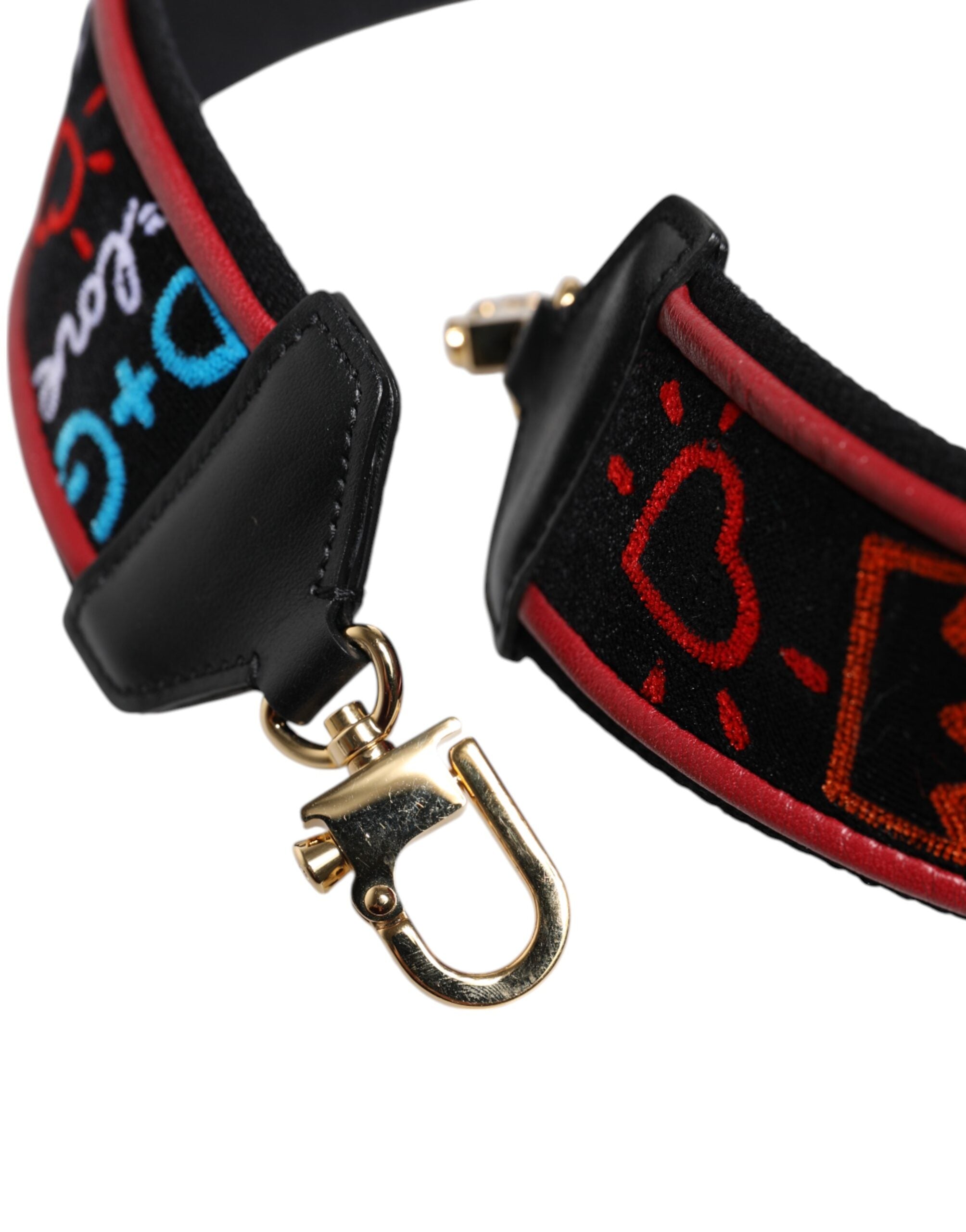 Dolce & Gabbana Black Cotton Printed Women's Bag Accessory Shoulder Strap