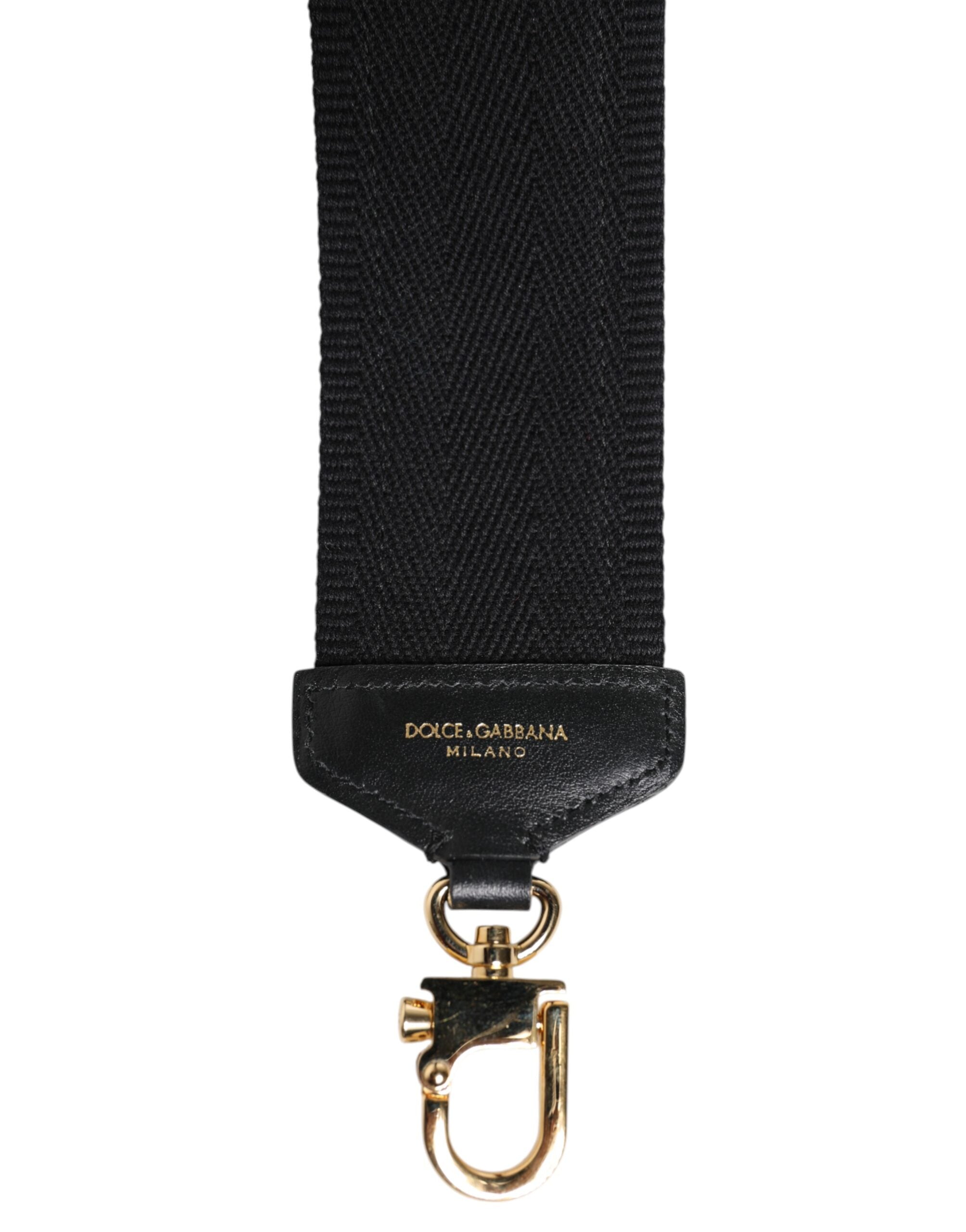 Dolce & Gabbana Black Cotton Printed Women's Bag Accessory Shoulder Strap