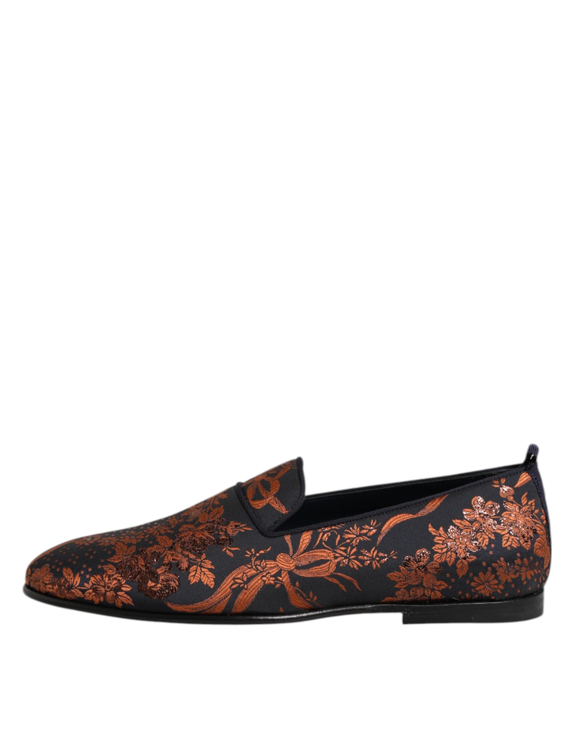 Dolce & Gabbana Black Jacquard Polyester Slip-On Loafer Shoes