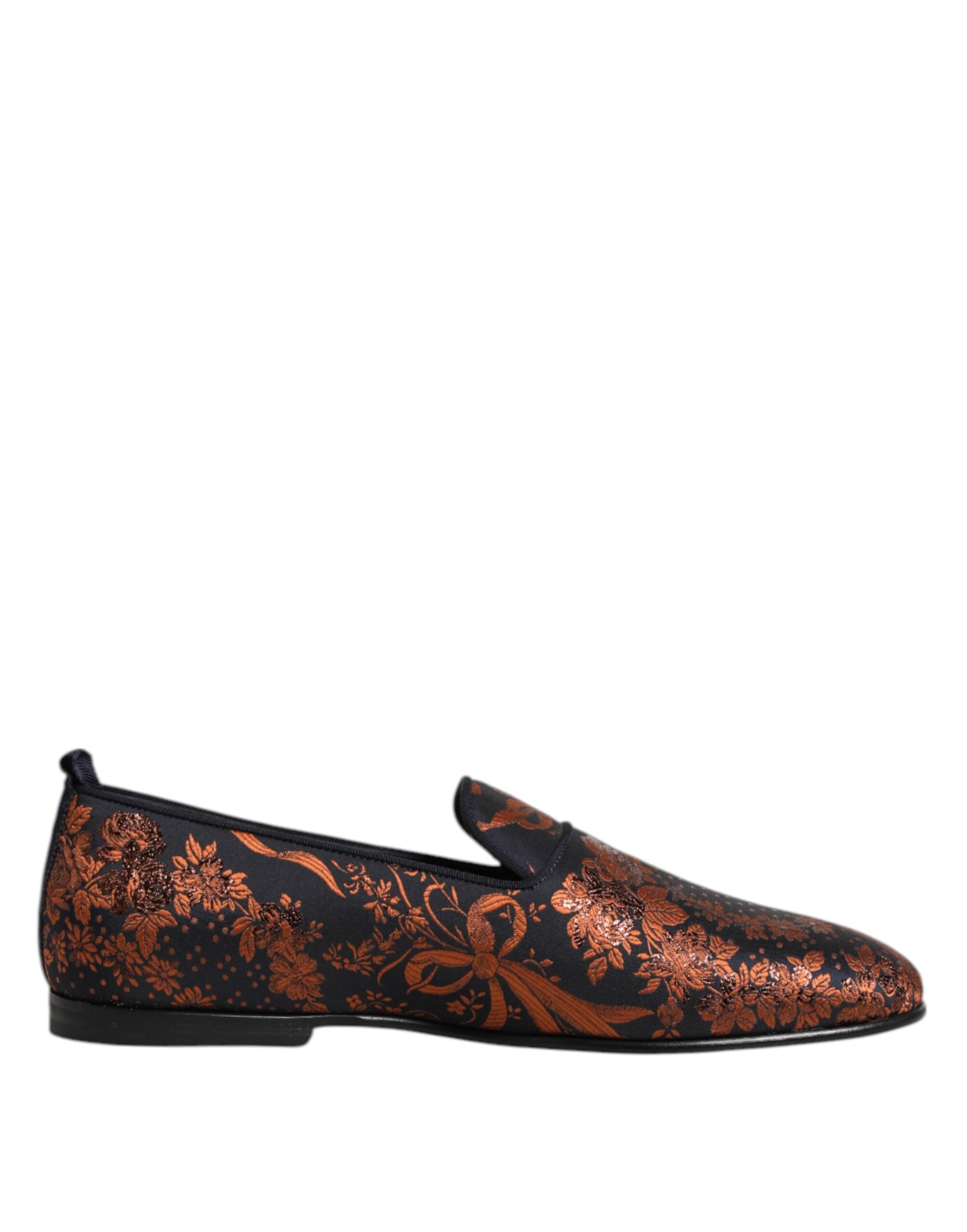 Dolce & Gabbana Black Jacquard Polyester Slip-On Loafer Shoes