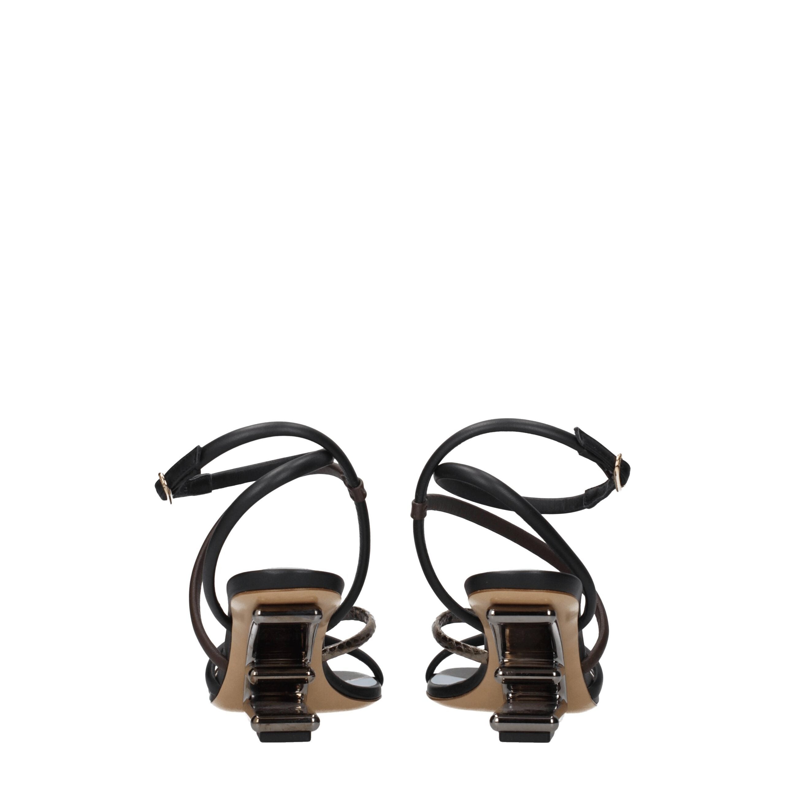 Fendi Multicolor Leather Flat Sandals