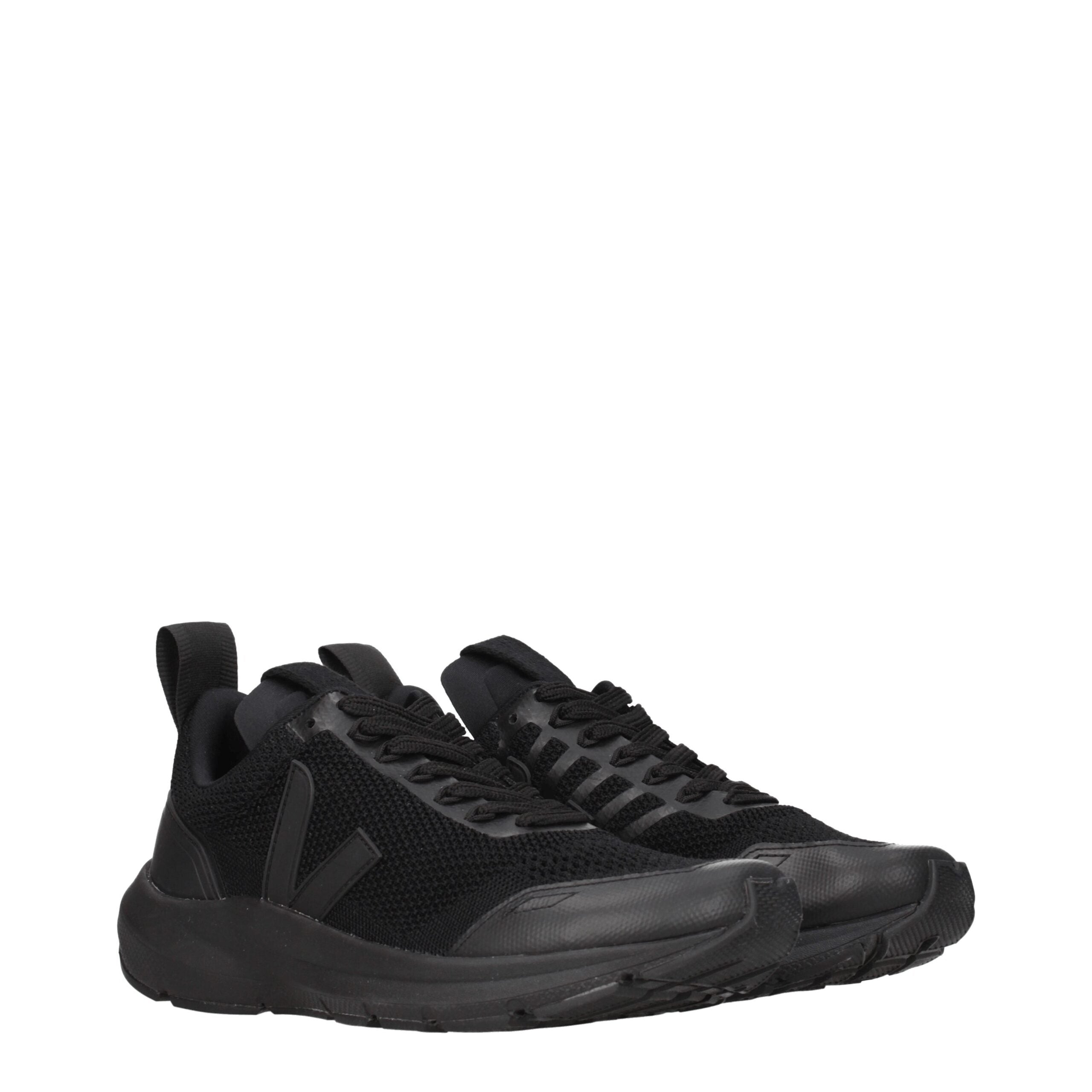 Veja Zwarte stoffen atletische sneakers