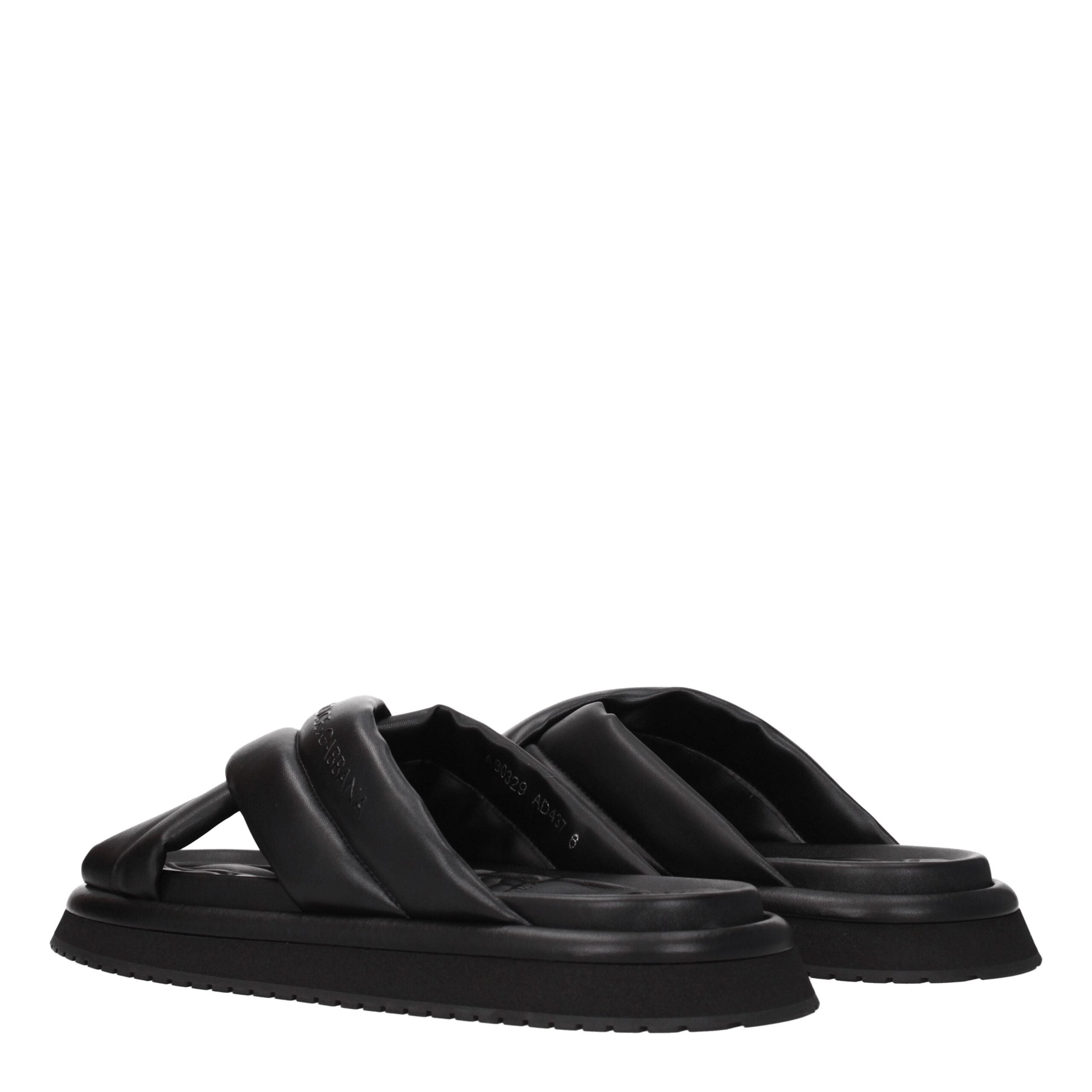Dolce & Gabbana Zwarte Leren Slippers