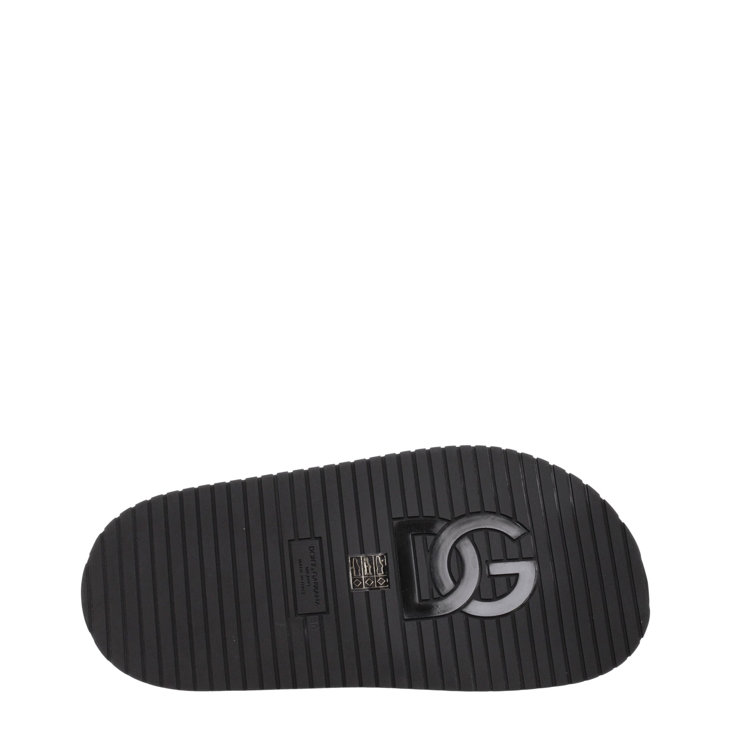 Dolce & Gabbana Zwarte Leren Slippers