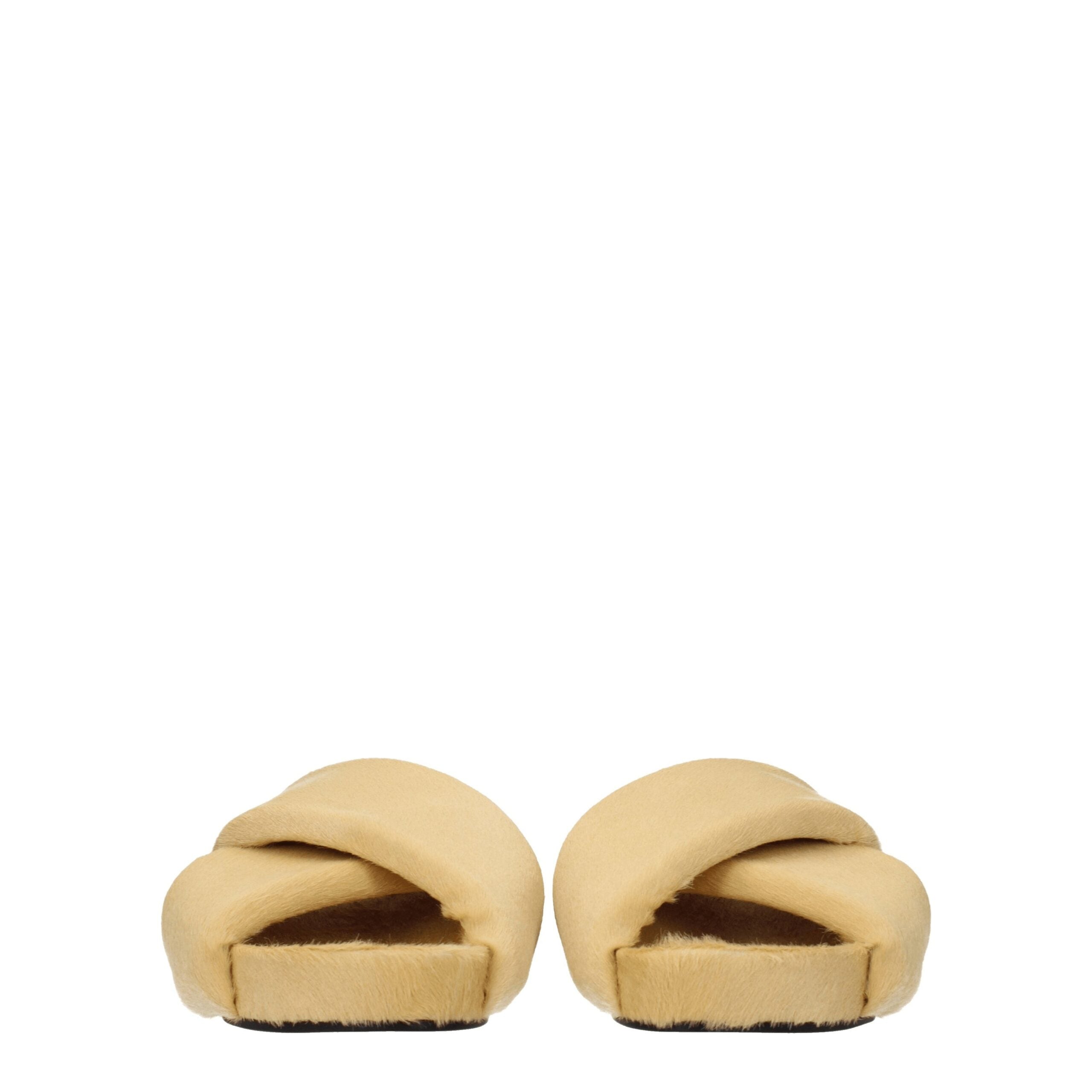Jil Sander Beige Paardenhaar Slippers