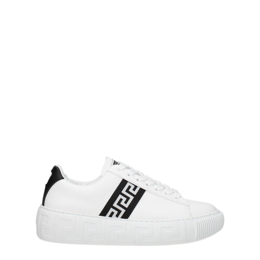 Versace Witte Leren Lage Sneakers