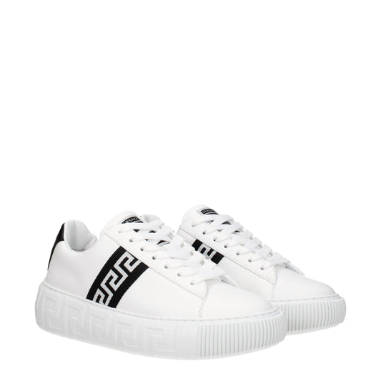 Versace Witte Leren Lage Sneakers