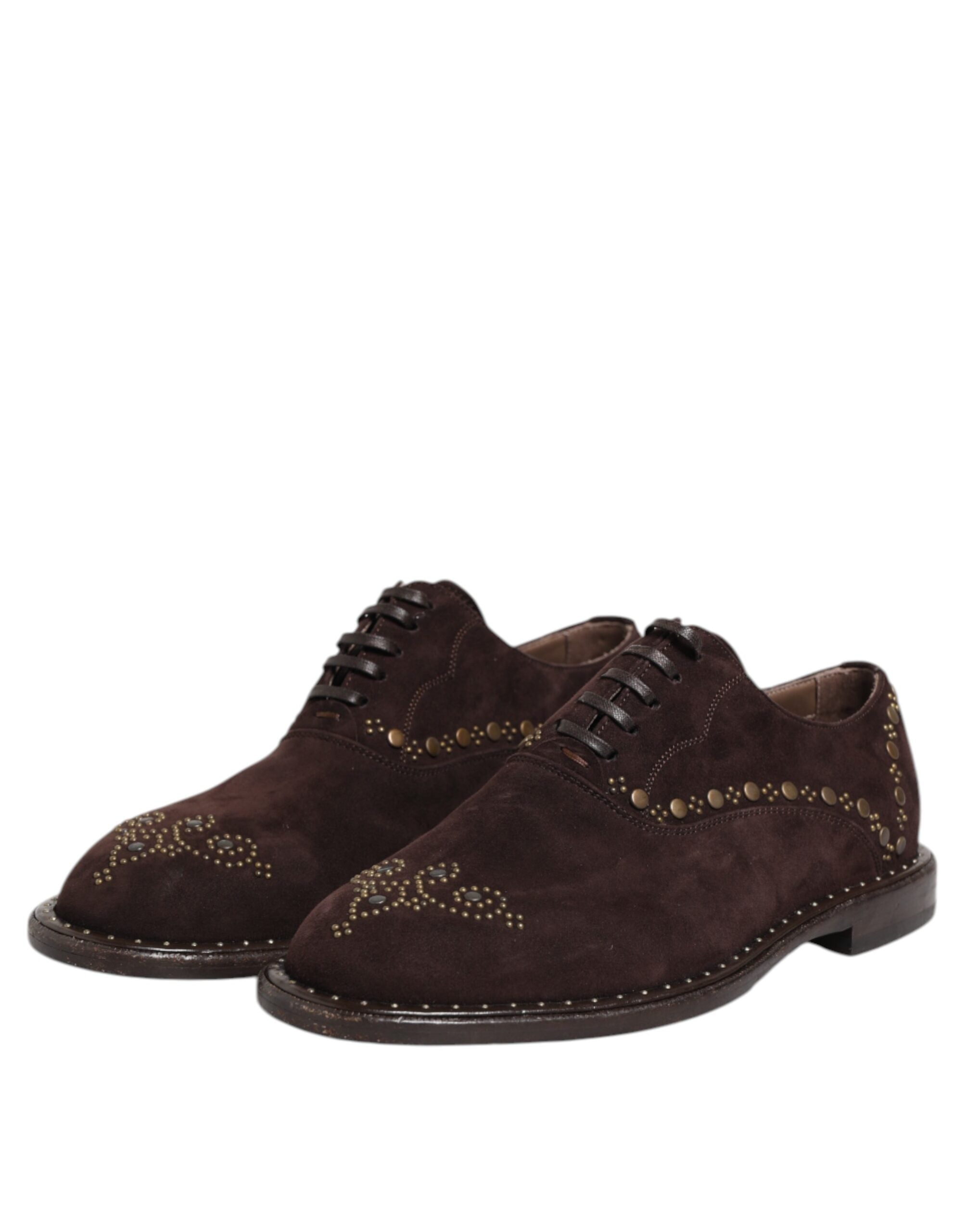 Dolce & Gabbana Brown Velvet Lace-Up Oxford Dress Shoes