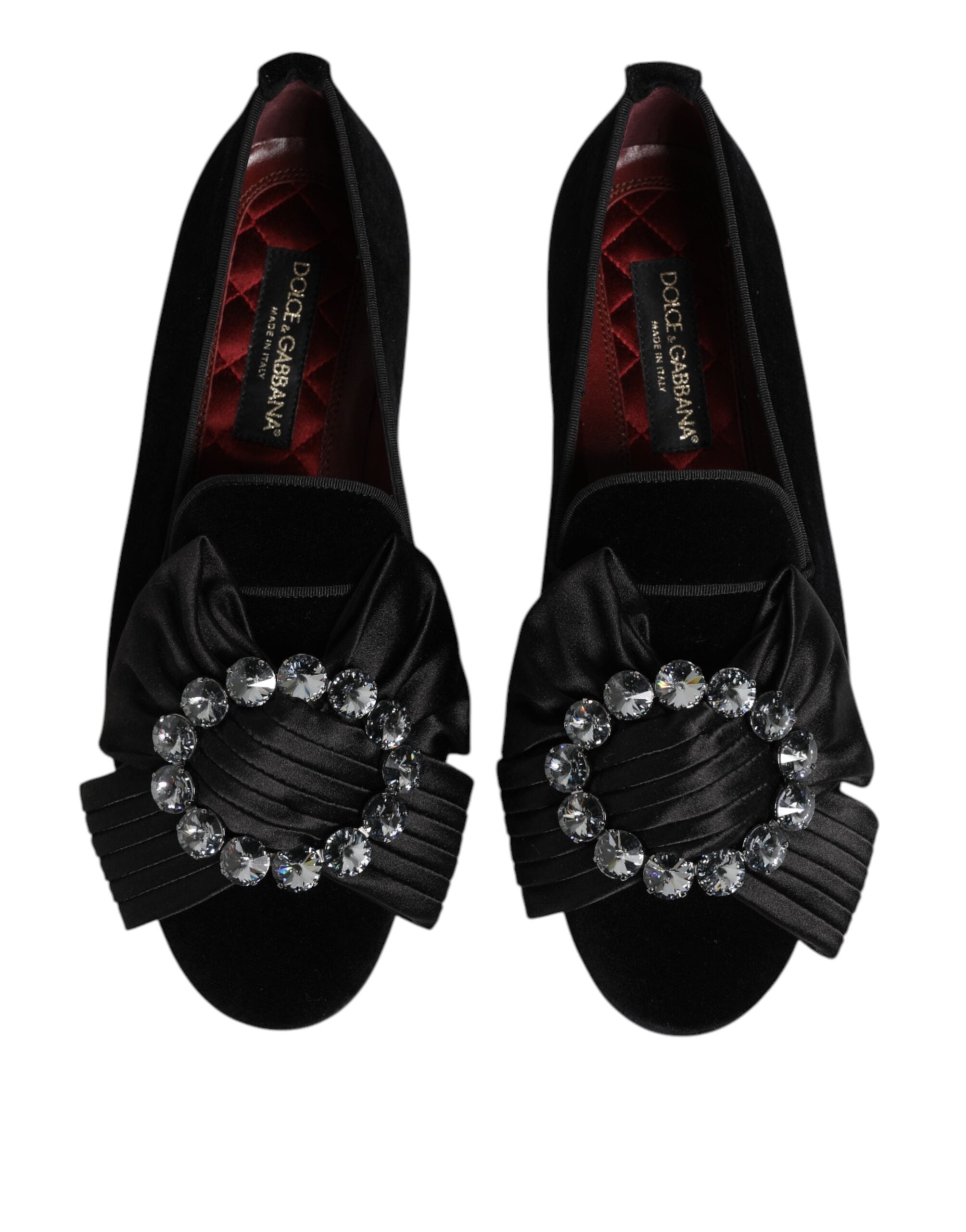 Dolce & Gabbana Zwarte VATICANO Crystal Ribbon Instappers