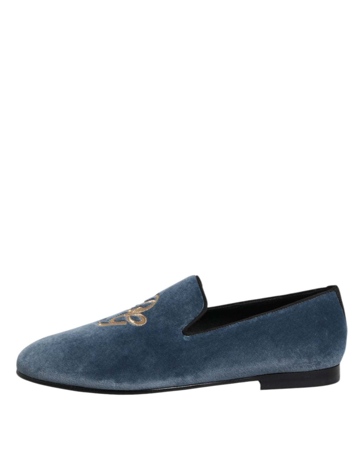 Dolce & Gabbana Blauwe Velvet DG Logo Instappers Nette Schoenen