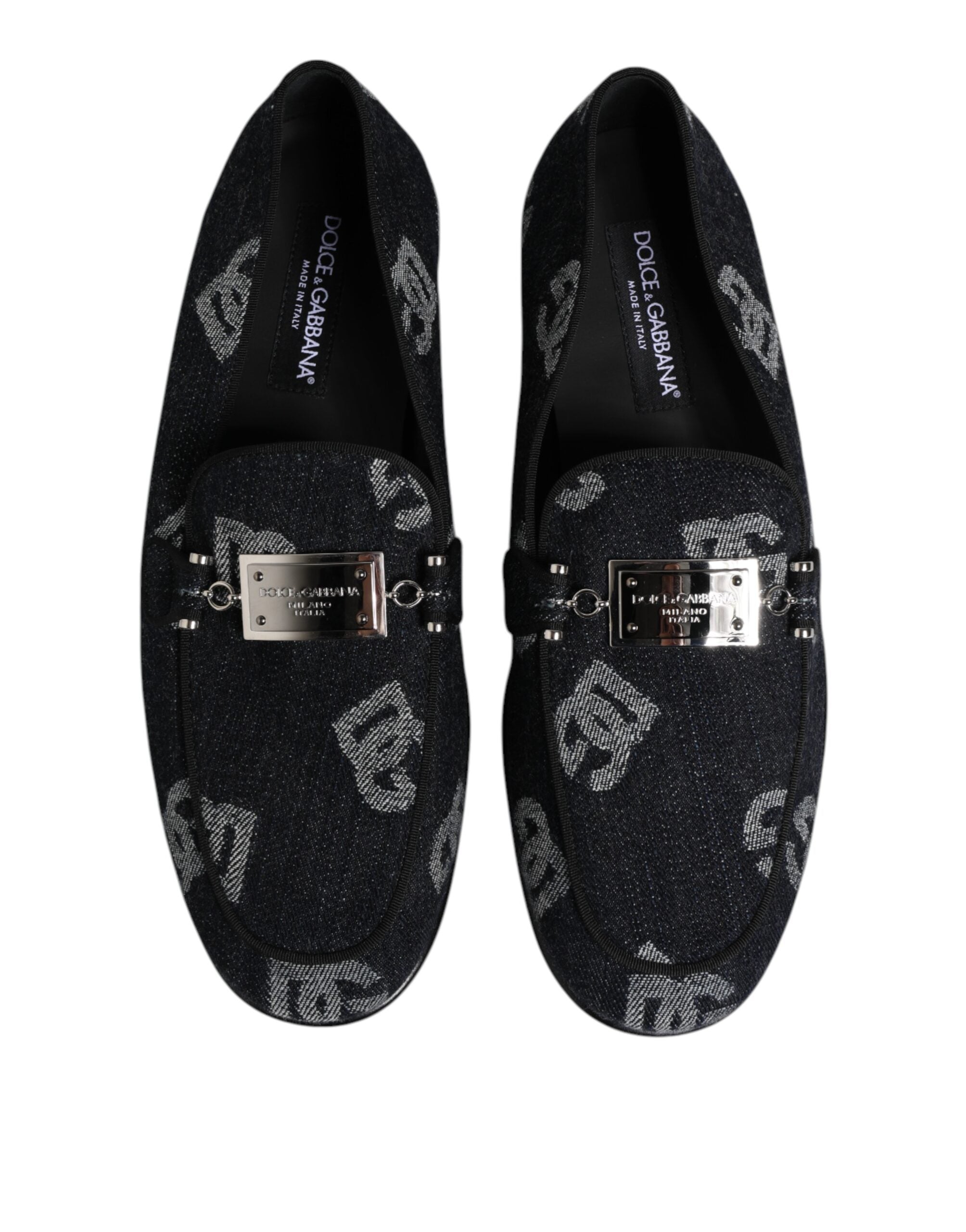 Dolce & Gabbana Blauwe Loafers van Katoen met Logo Formele Nette Schoenen
