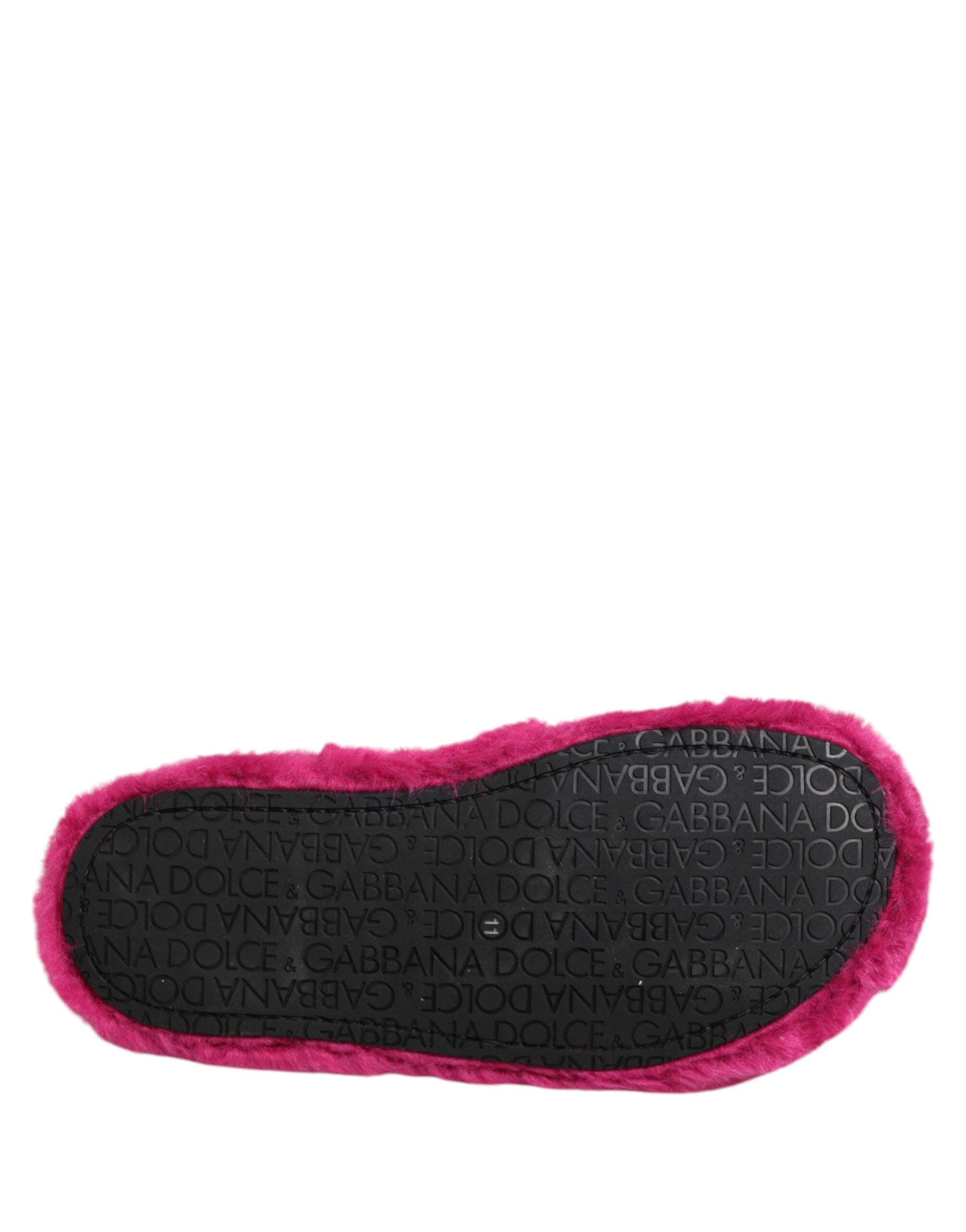 Dolce & Gabbana Pink Acrylic Faux Fur Men's Flat Sandals Shoes
