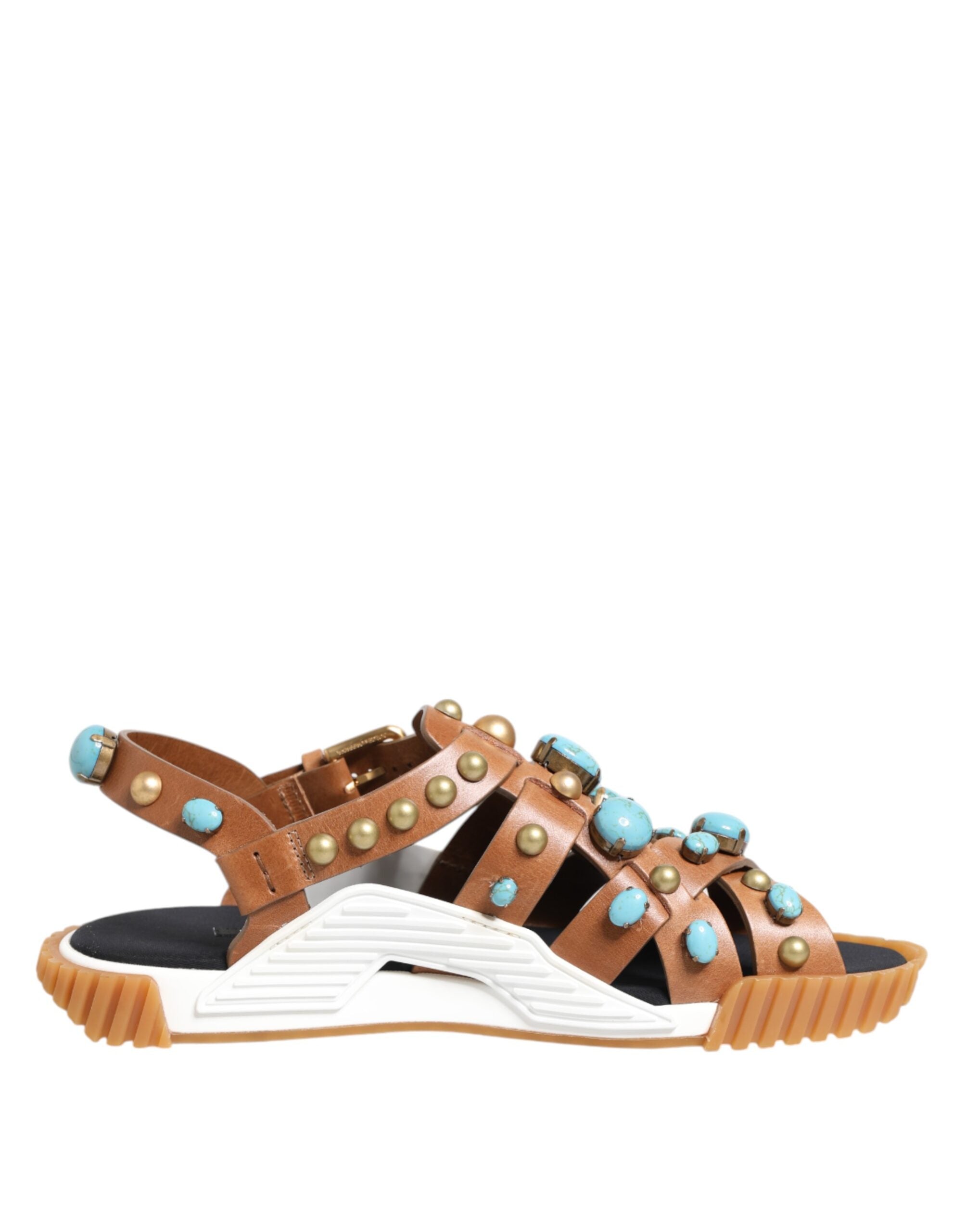Dolce & Gabbana Bruine Leren Slipper Sandalen met Studs