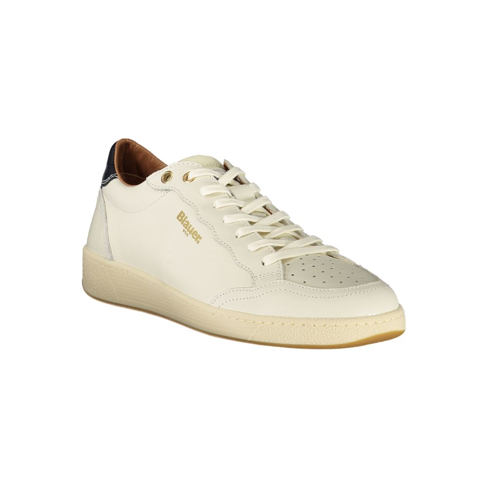 Blauer White Polyurethane Men's Sneaker