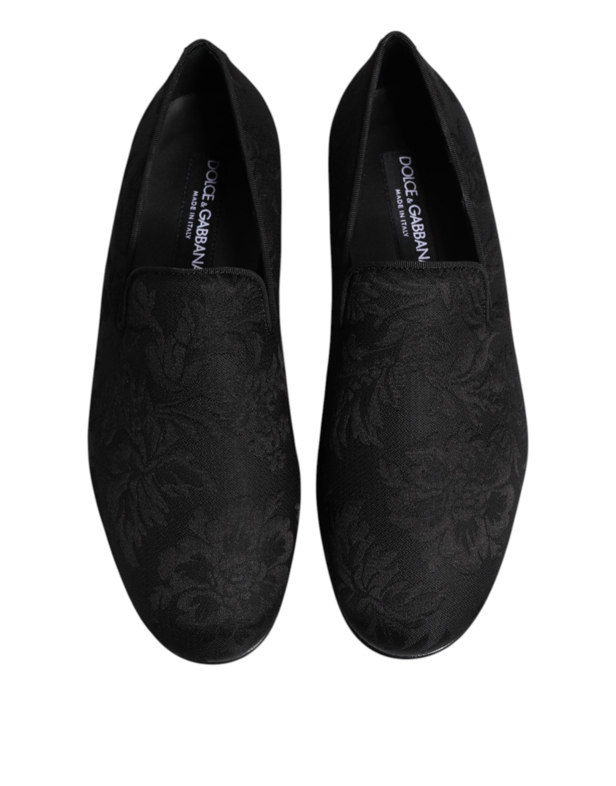Dolce & Gabbana Zwarte Gebloemde Brokaat Loafers Heren Nette Schoenen