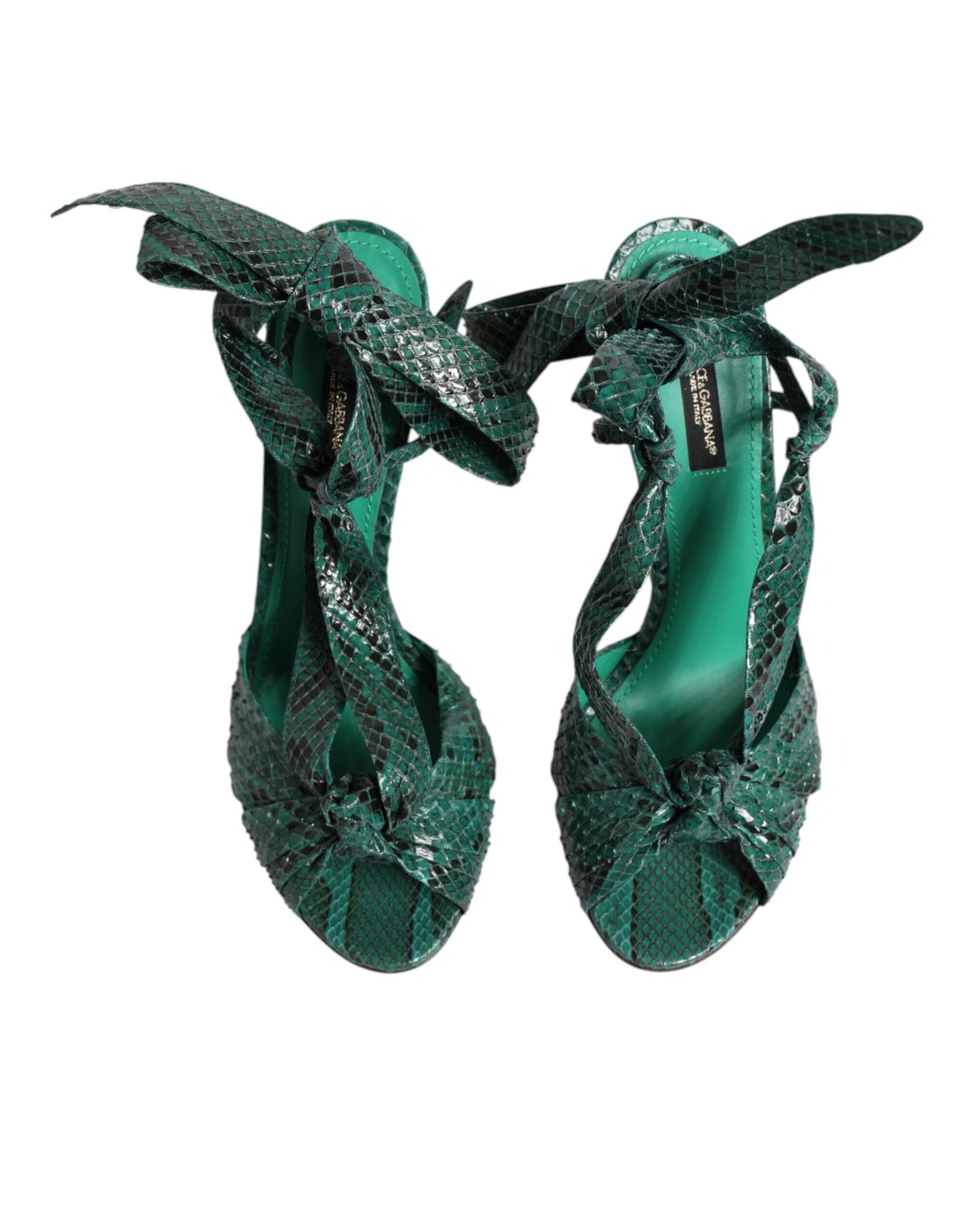 Dolce & Gabbana Groene Python Leren Hak Sandalen Schoenen