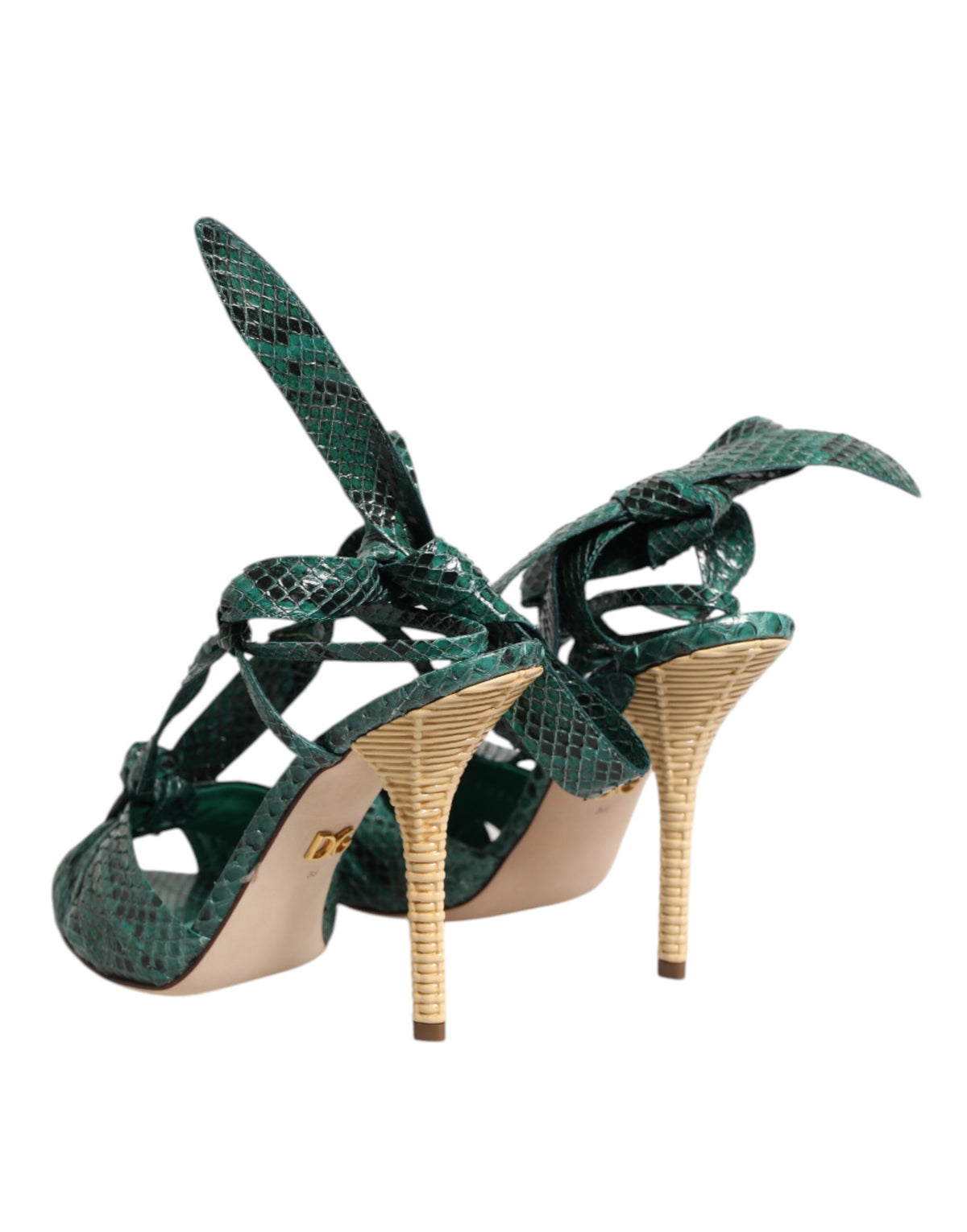 Dolce & Gabbana Groene Python Leren Hak Sandalen Schoenen