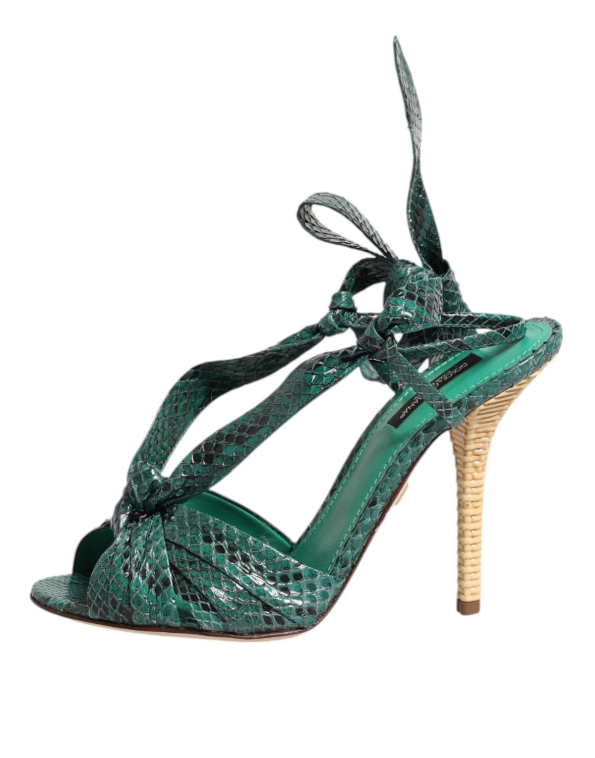Dolce & Gabbana Groene Python Leren Hak Sandalen Schoenen