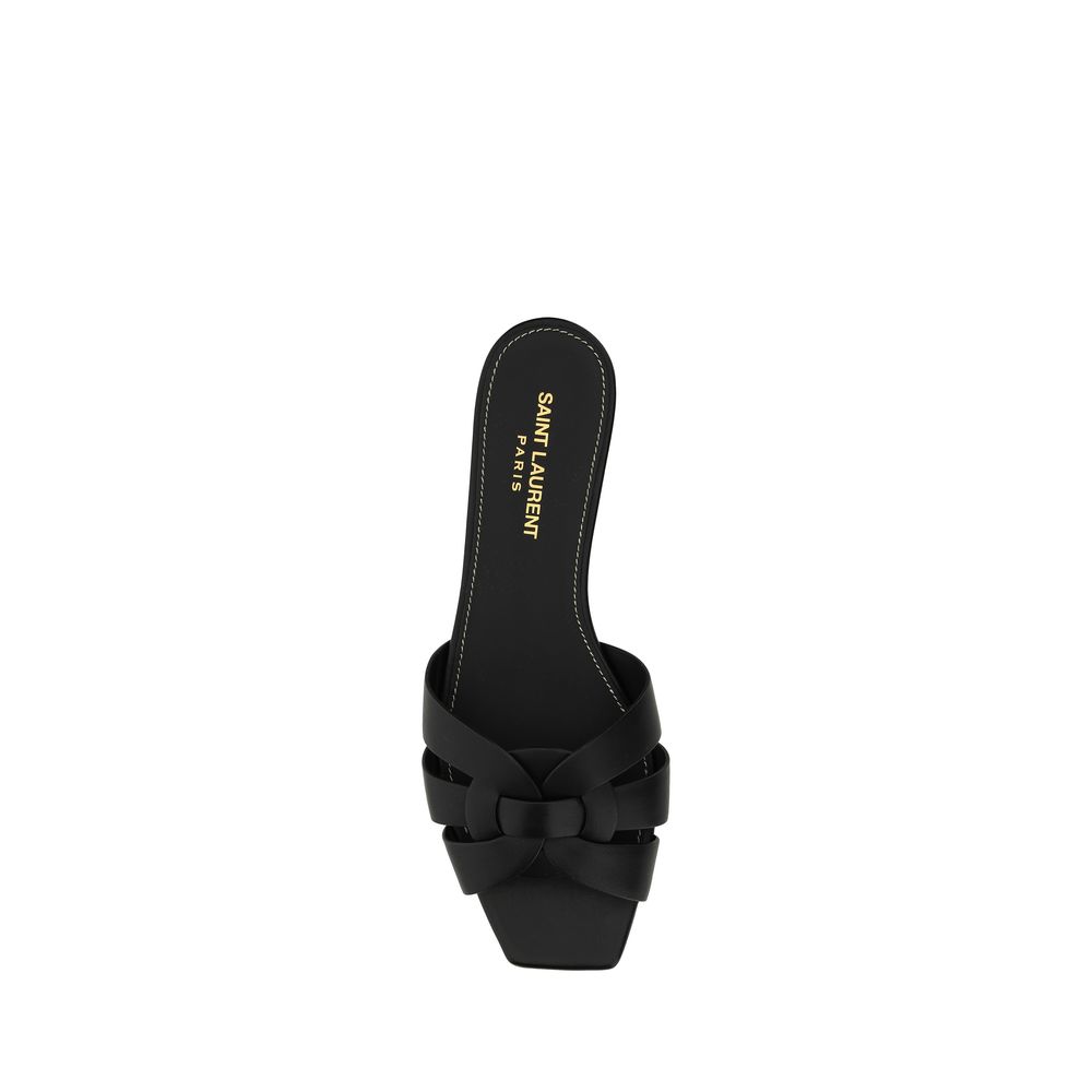 Saint Laurent Zwarte Kalfsleren Bos Taurus Sandaaltjes met Riem
