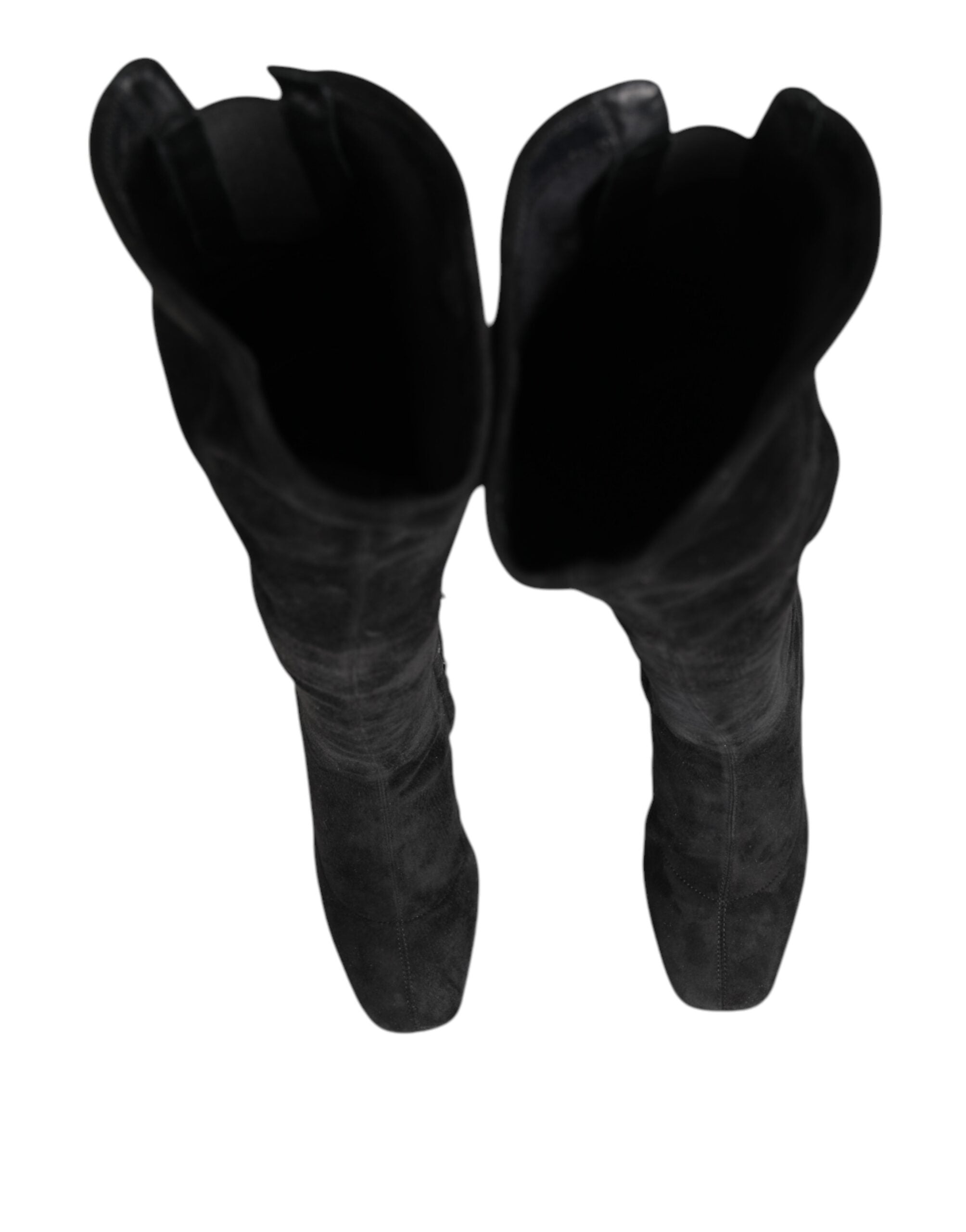 Dolce & Gabbana Black Suede Leather Knee High Boots